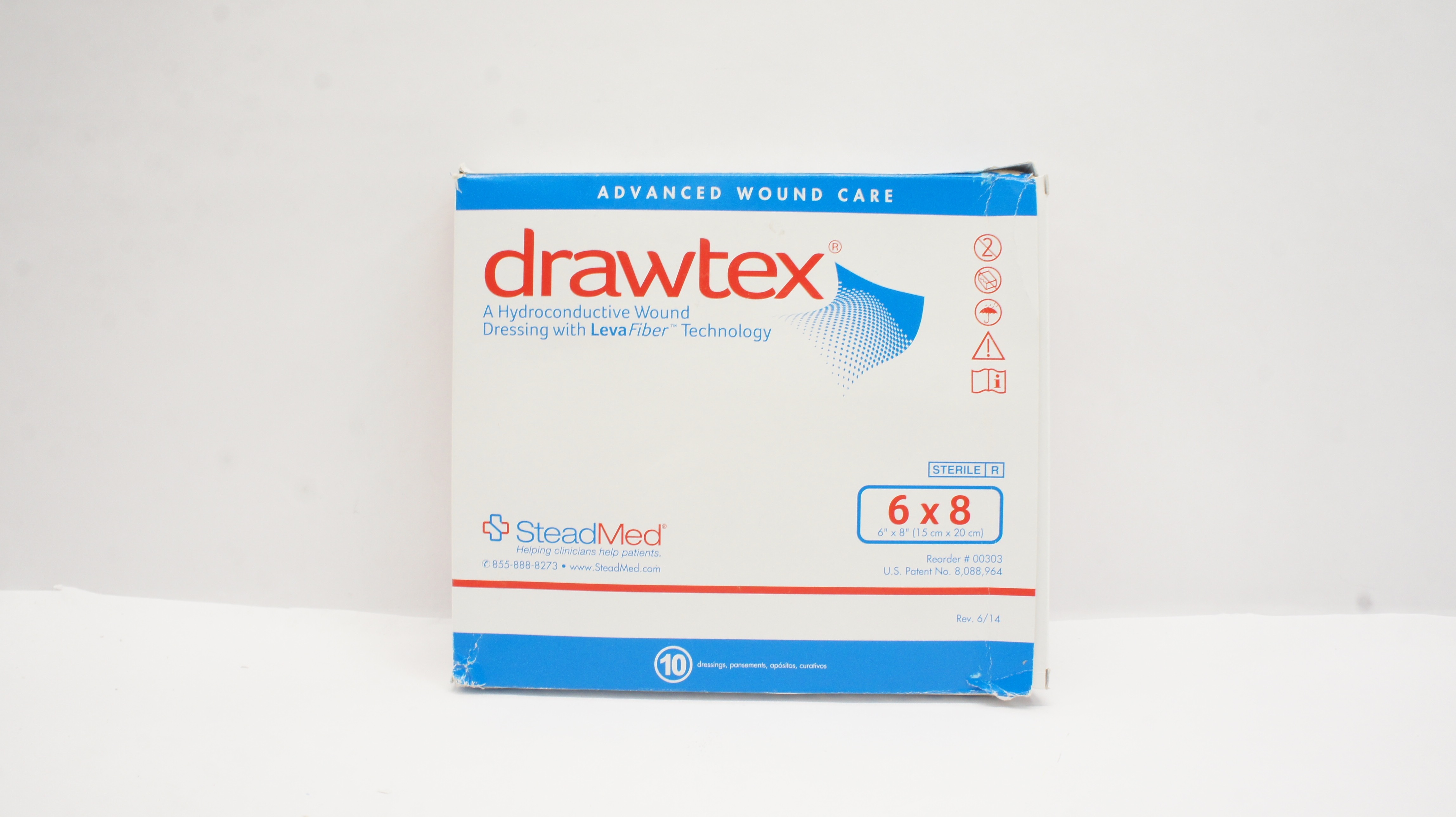 SteadMed 00303 Drawtex Hydroconductive Wound Dressing 6 x 8 inch - Box of 10