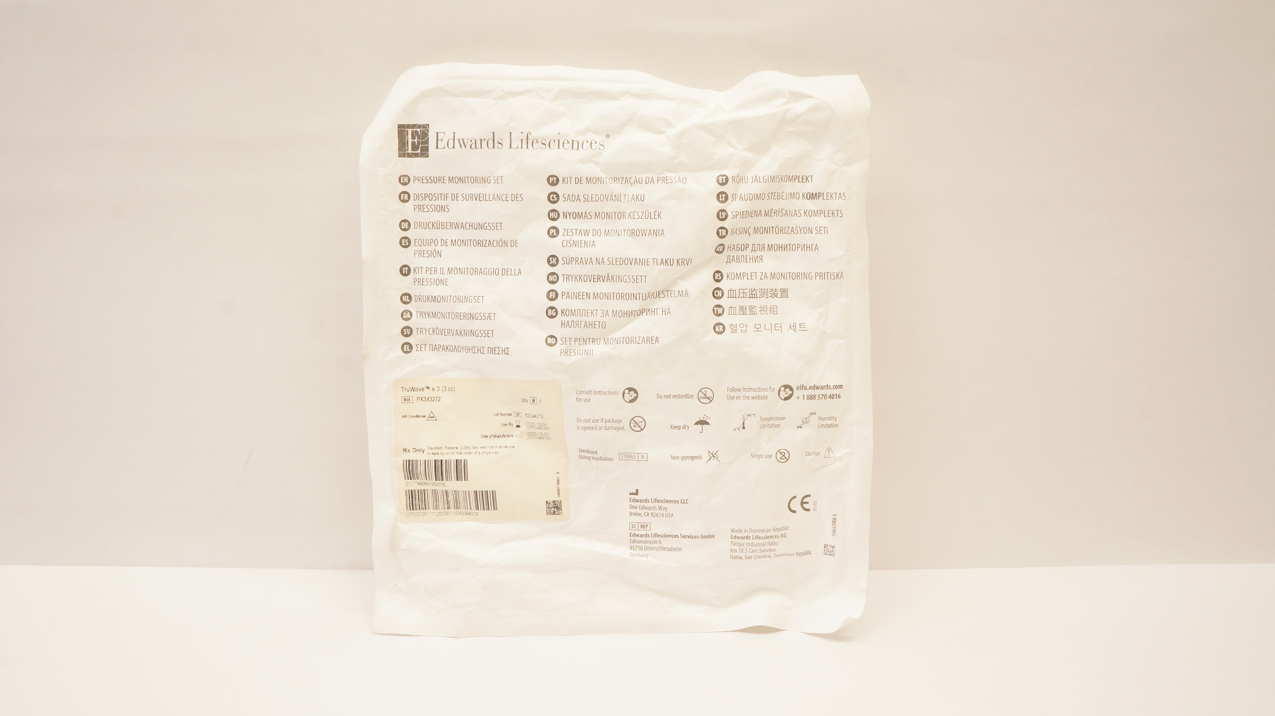 Edwards Lifesciences PX3X3272 Pressure Monitoring Set TruWave x 3cc (x)