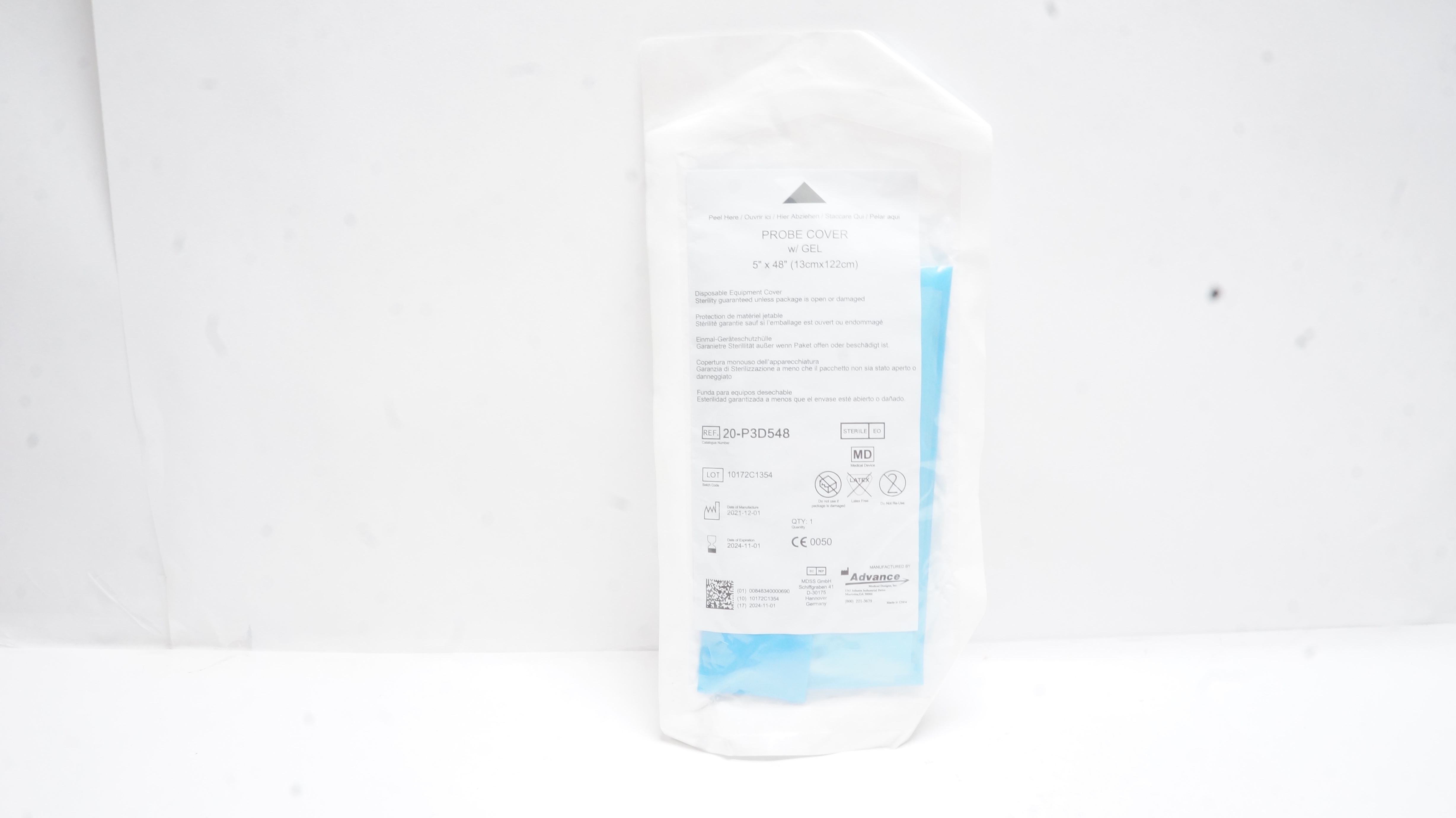 Advance 20-P3D548 Disposable Equipment Probe Cover w/Gel 5inch x 48inch