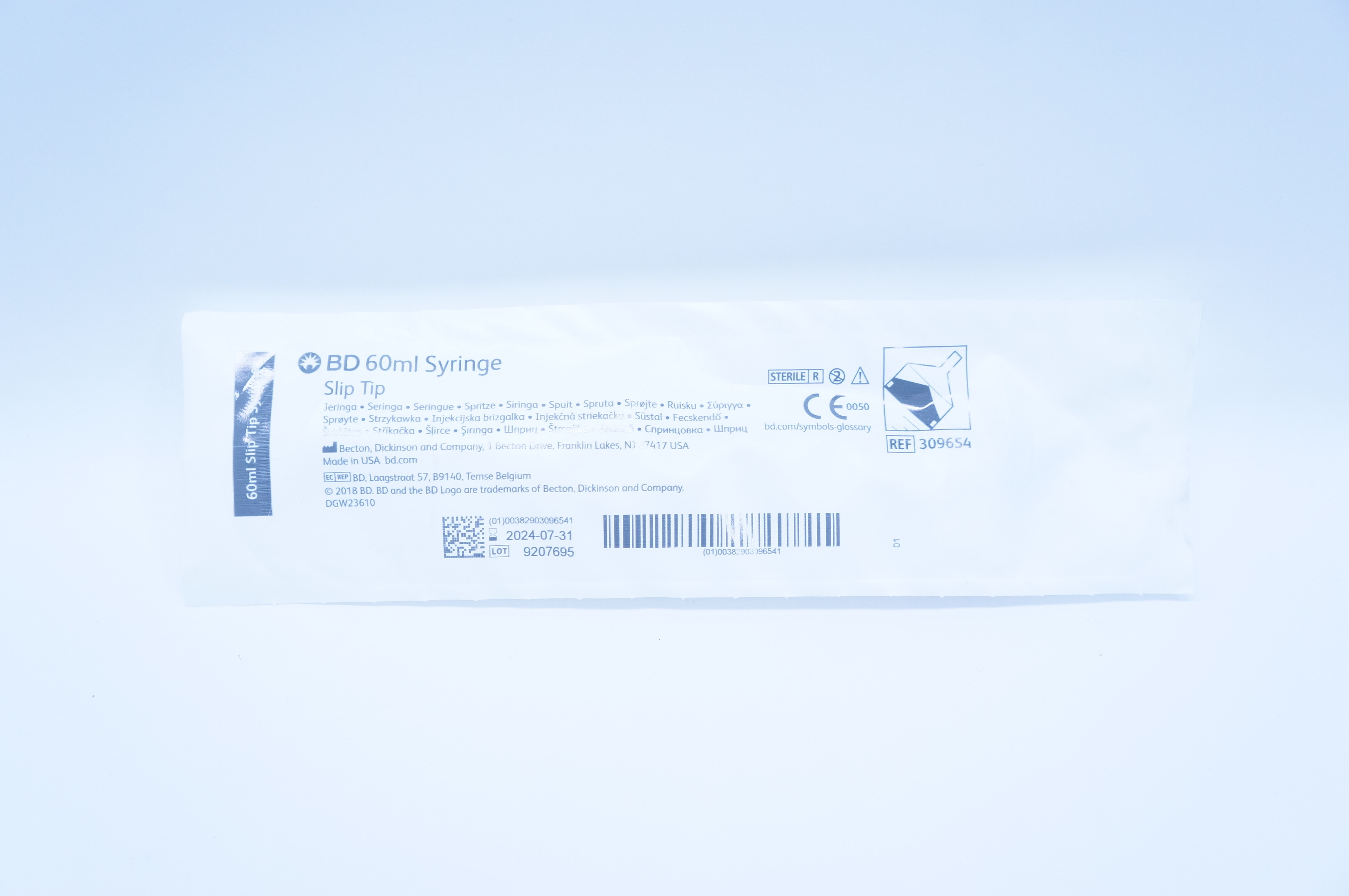 BD 309654 Slip Tip Syringe 60ml