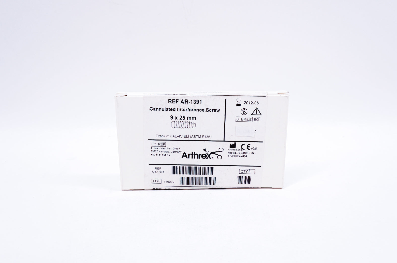 Arthrex AR-1391 Cannulated Interference Screw 9 x 25mm (x)