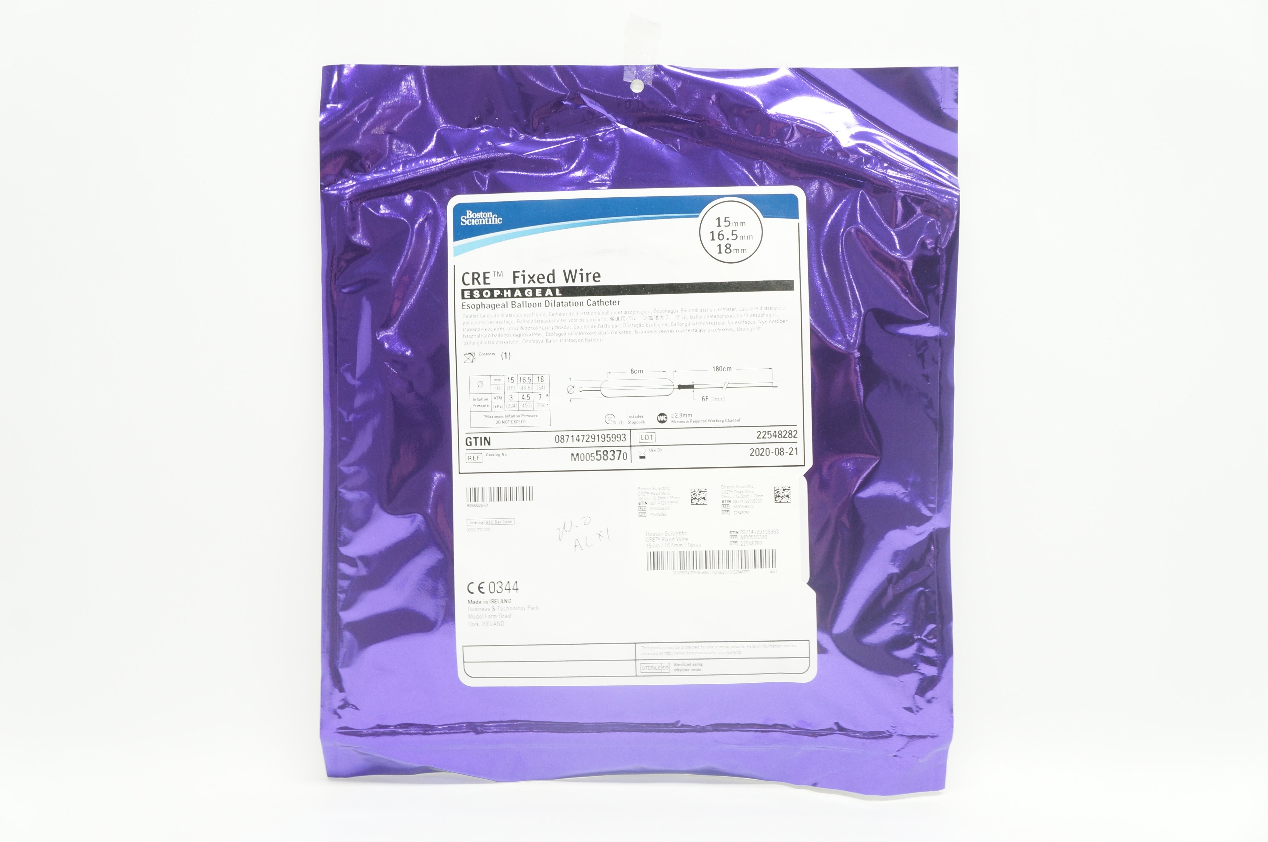 Boston Scientific M00558370 CRE Esophageal Balloon Dilatation Cath. 6F x180cm(x)