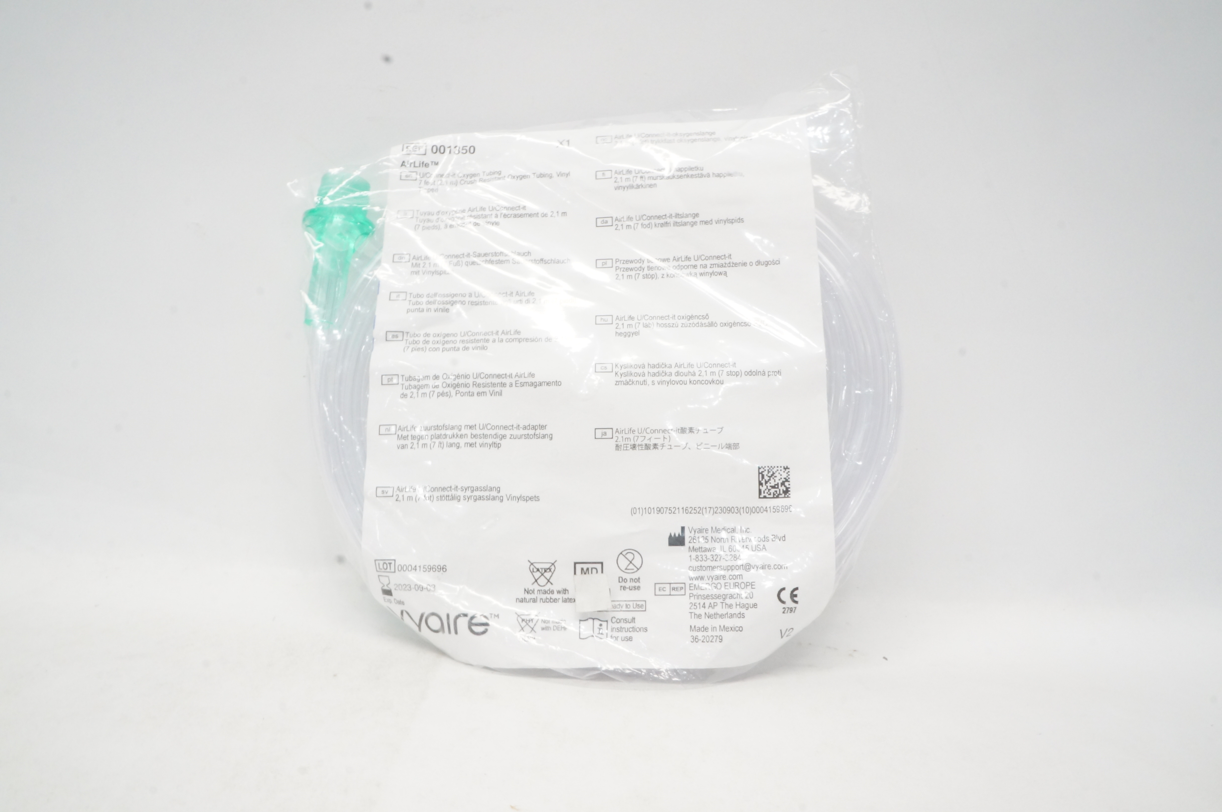 CareFusion 001350 AirLife U/Connect-it Crush Resistant Oxygen Tubing 7feet