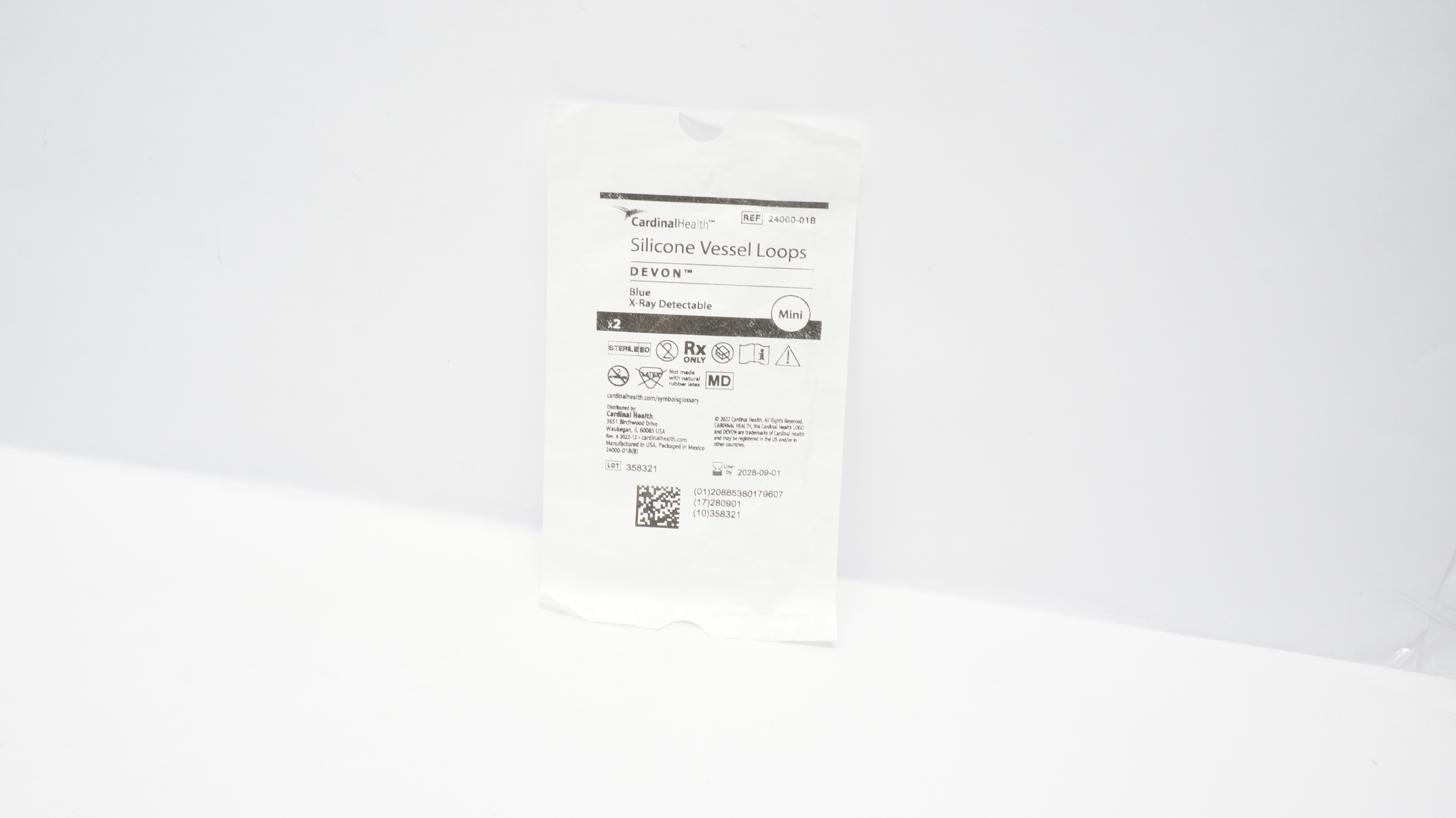 Cardinal Health 24000-01B Devon Silicone Vessel Loops, Mini, Blue - Pack of 2