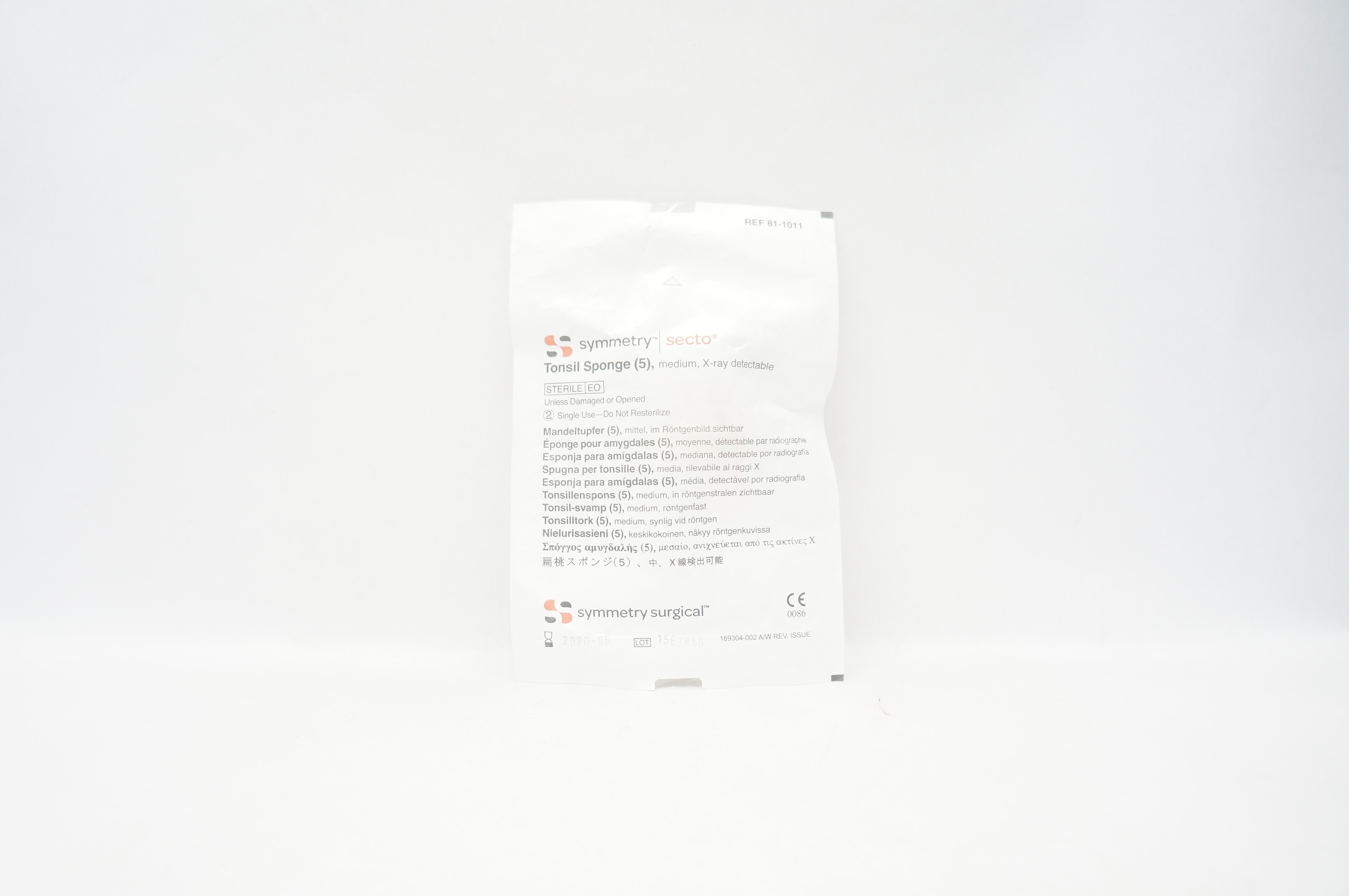 Symmetry 81-1011 Secto Tonsil Sponge Medium, X-Ray Detectable (x) - Pack of 5