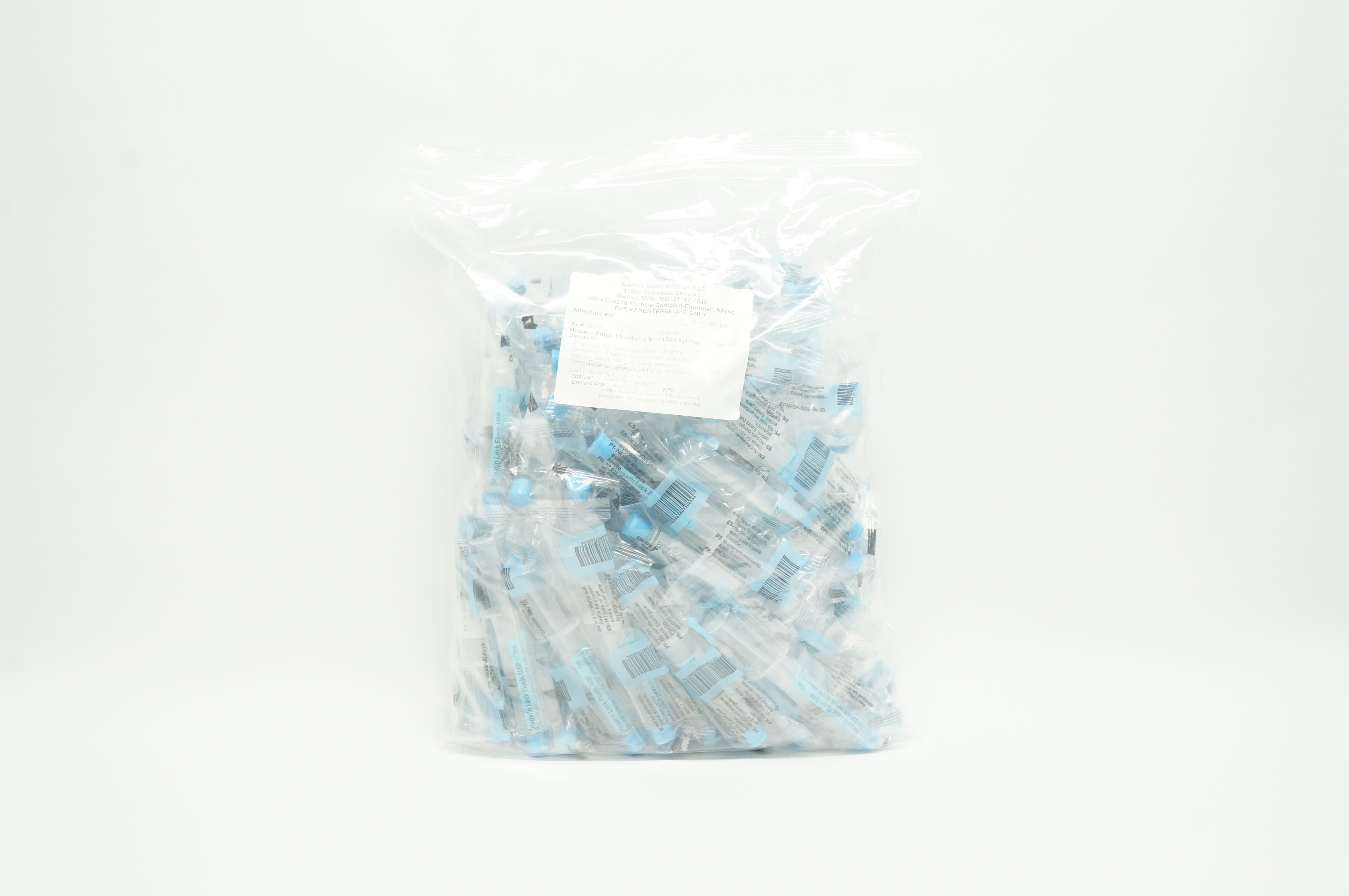 Nations Home Infusion 85536 Heparin Flush 12ml Syringe (x) - Box of 60