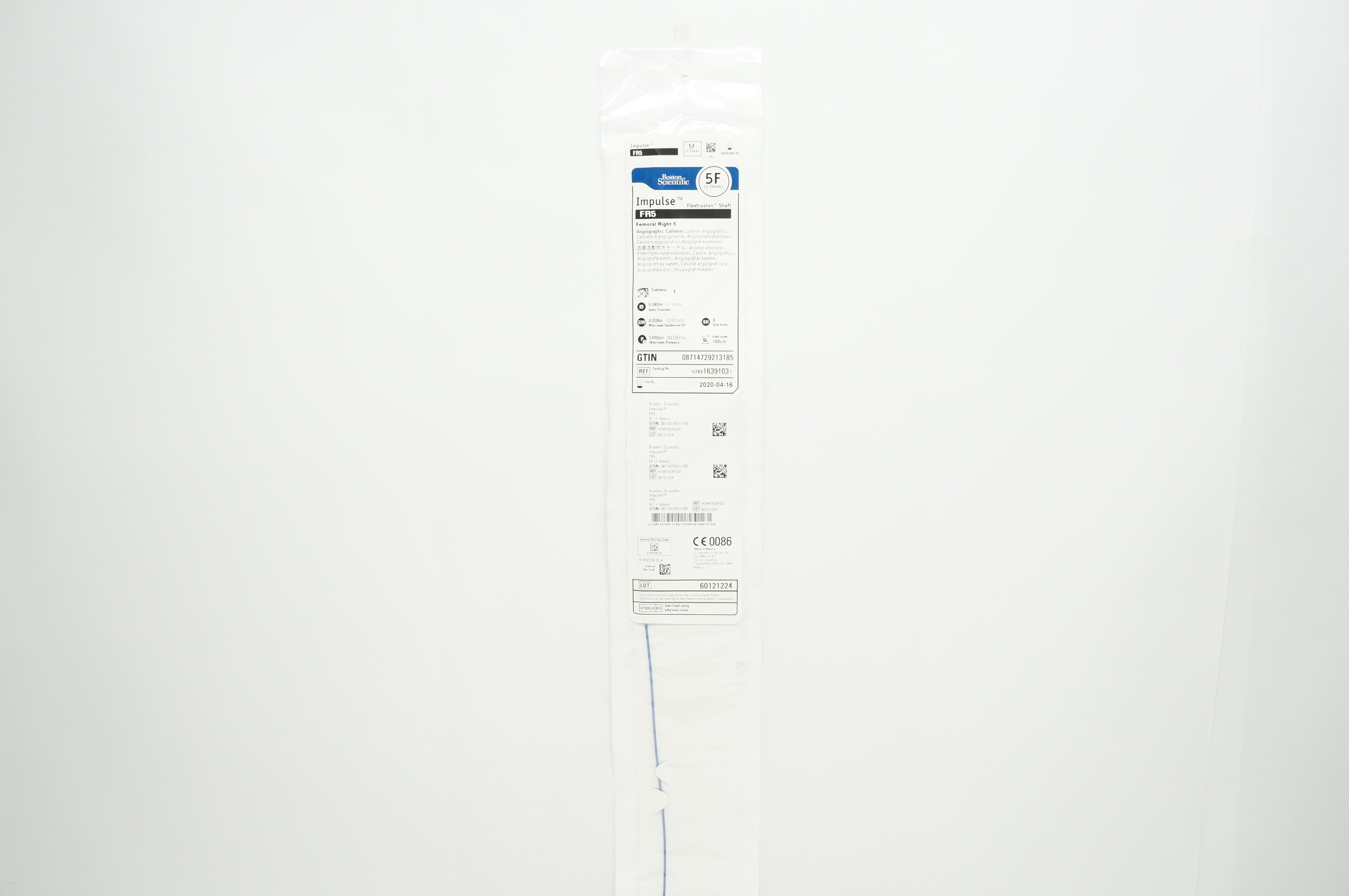 Boston Scientific 1639103 Impulse FR5 Angiographic Cath. 5F x 100cm (x)