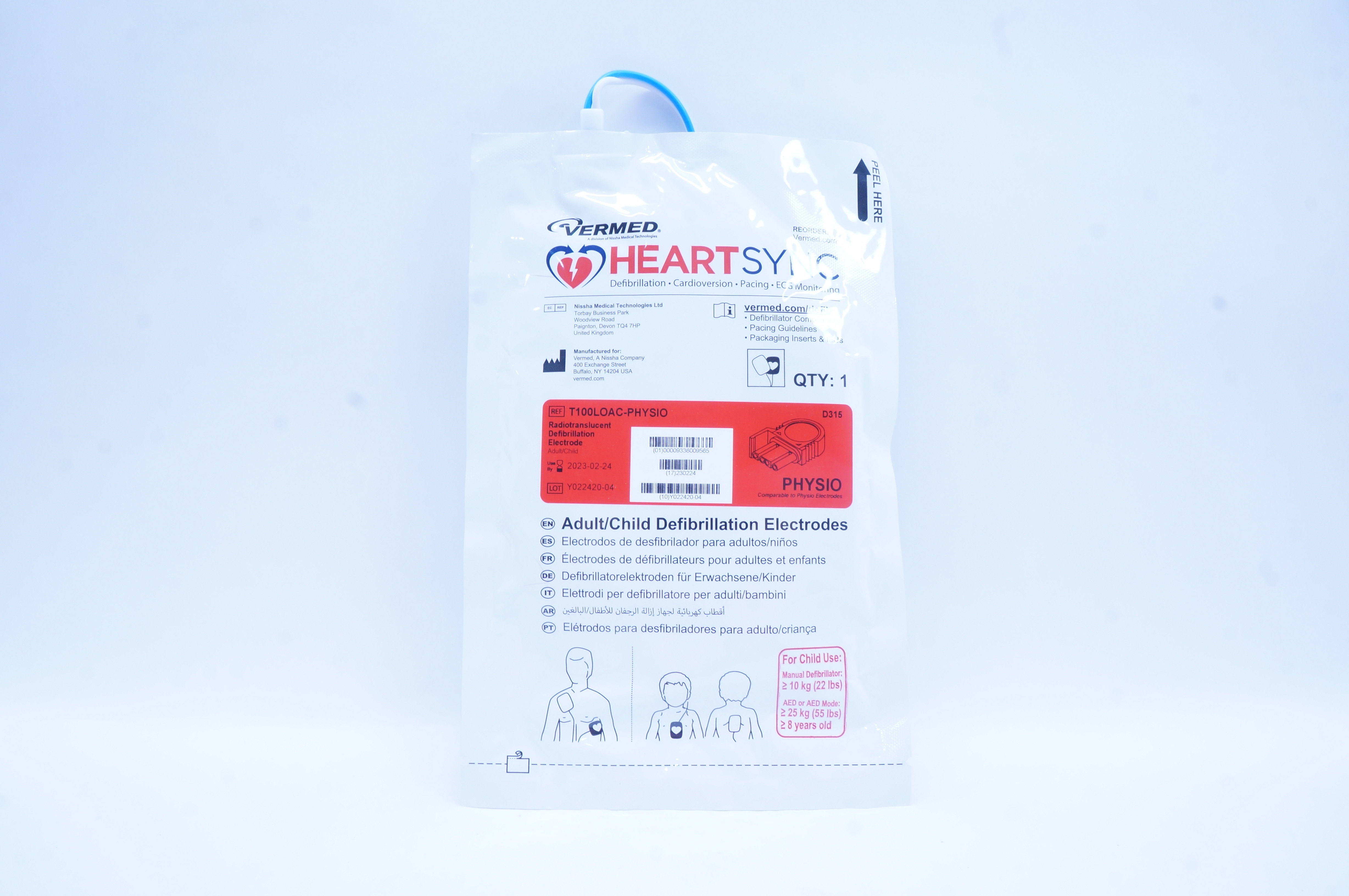 Vermed T100LOAC-PHYSIO HeartSync Adult/Child Defibrillation Electrode (x)