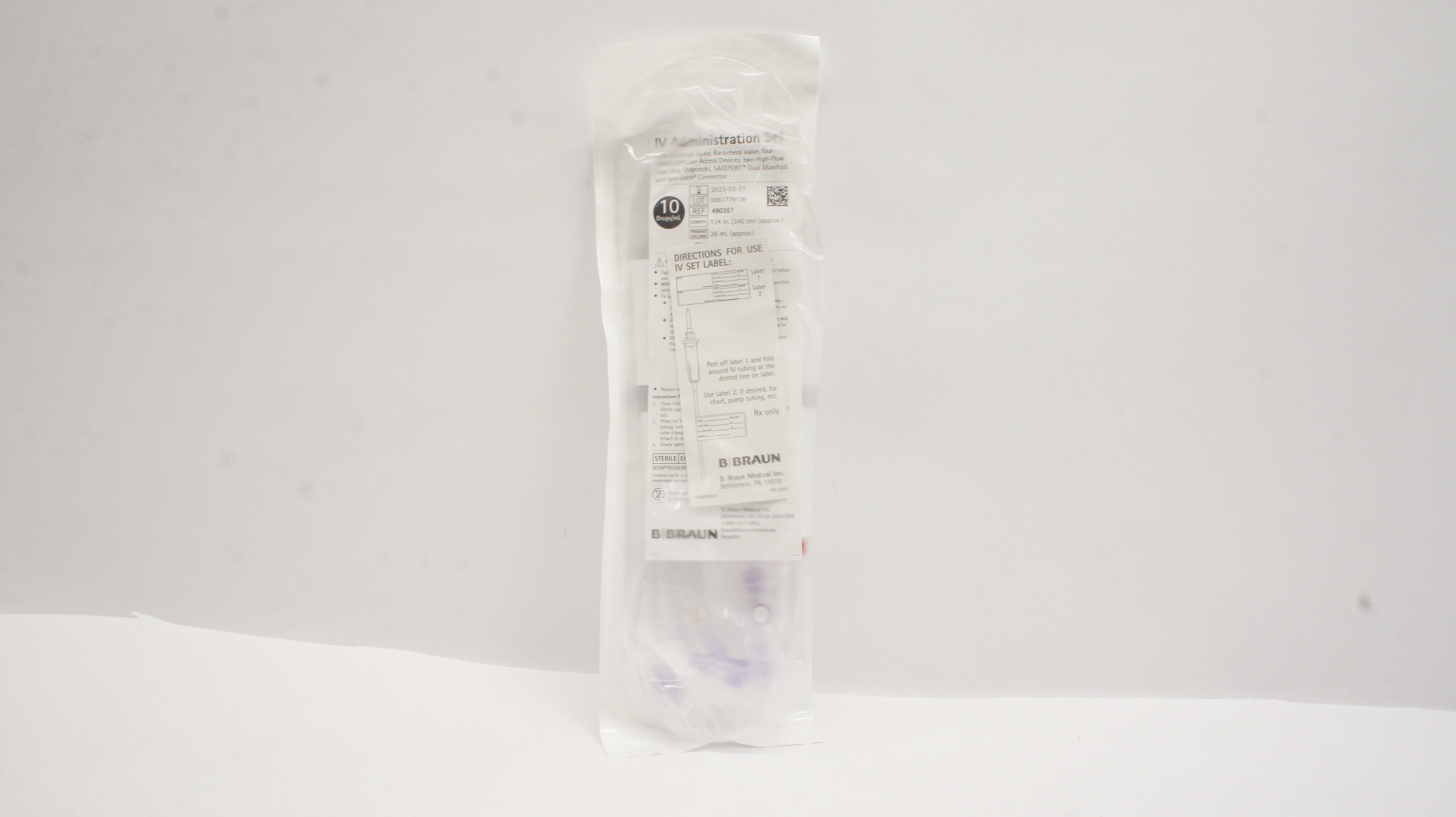 Braun 490357 IV Administration Set 10 Drops/mL 26mL x 134 inch (Approx.)