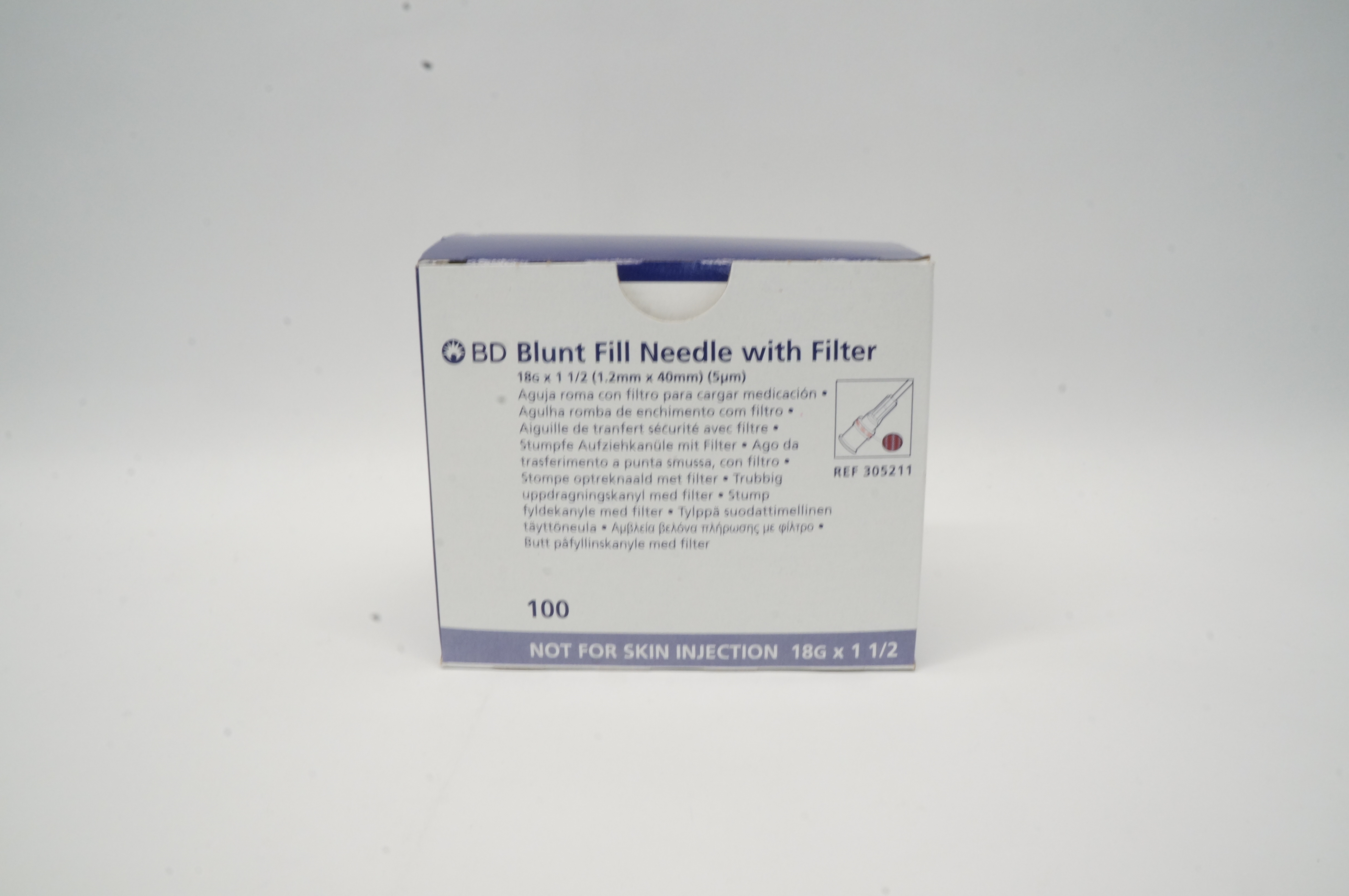 BD 305211 Blunt Fill Ndle. with Filter 18G x 1-1/2inch - Box of 100