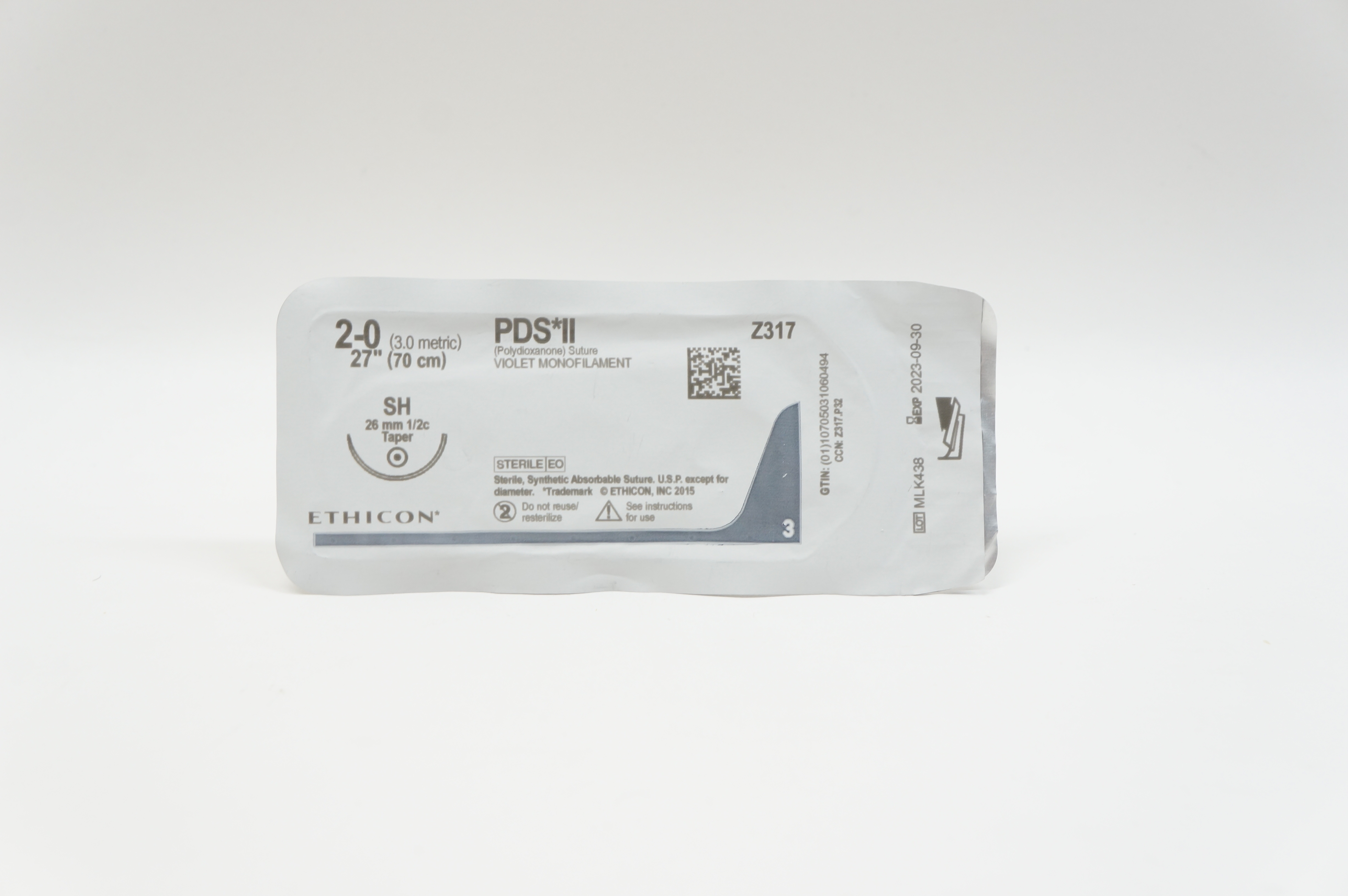 Ethicon Z317 2-0 PDS II, SH, 26mm 1/2c Taper, 27inch