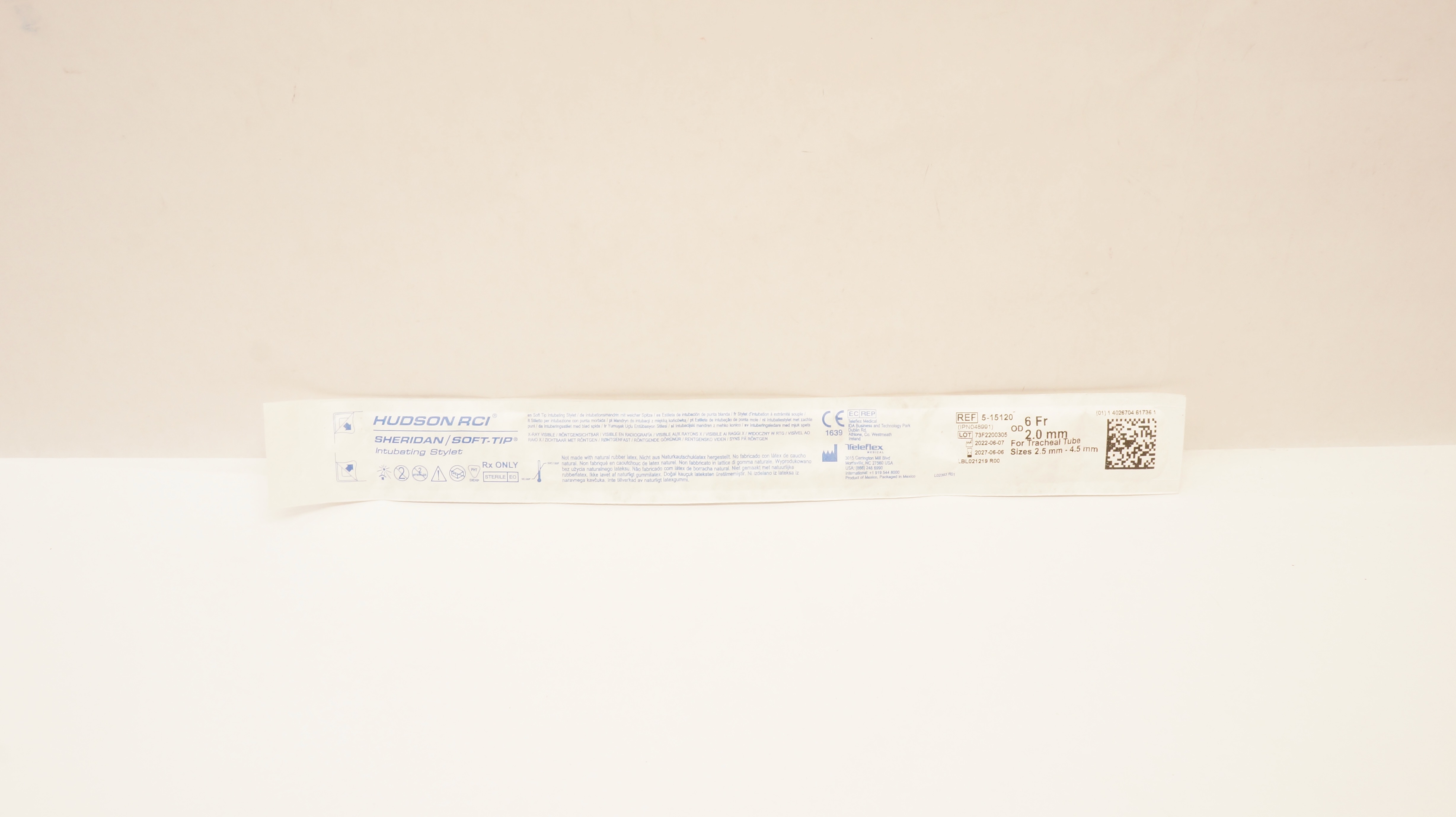 Teleflex 5-15120 Hudson RCI Intubating Stylet-Pediatric 6Fr x 2.0mm