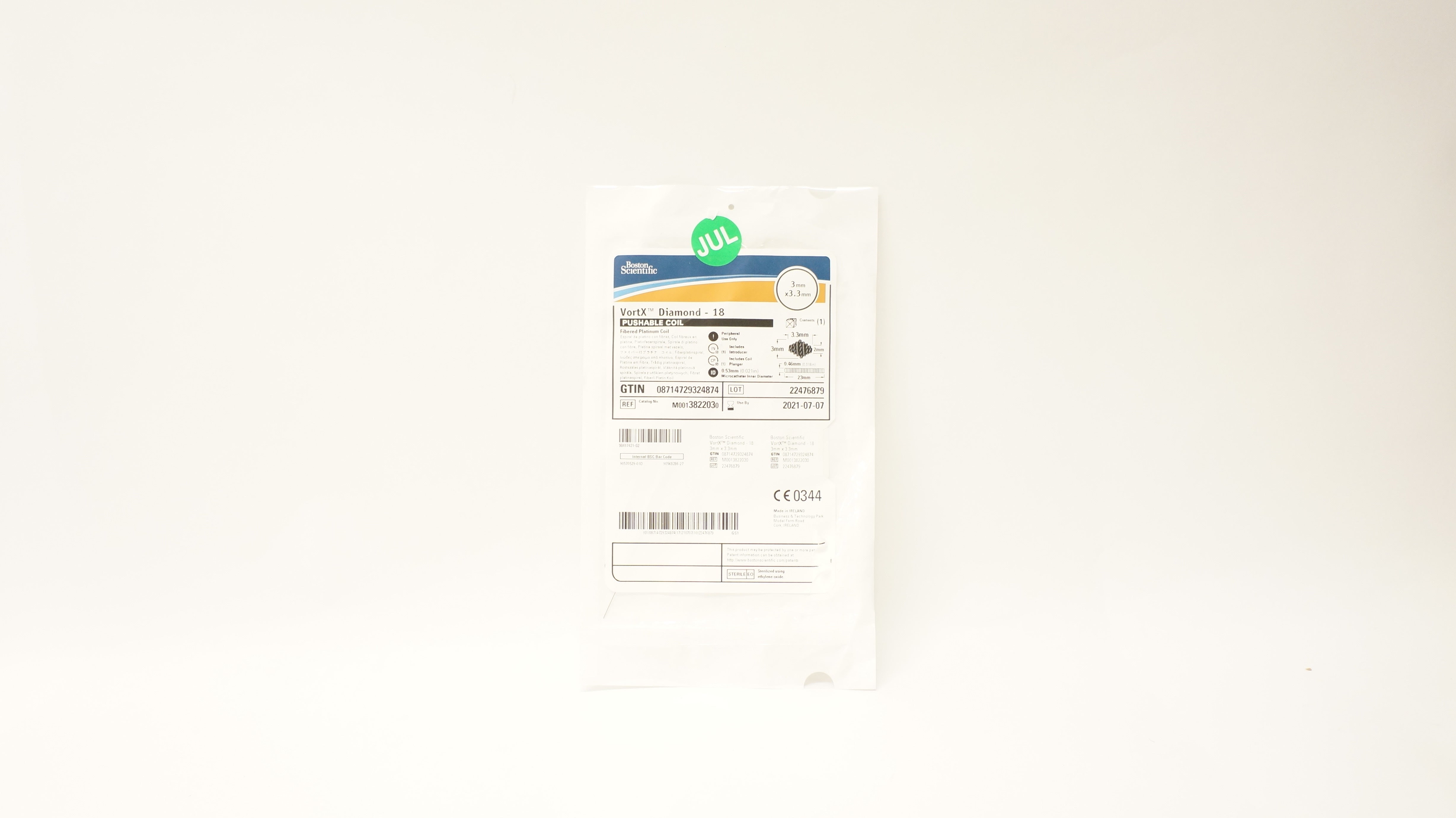 Boston Scientific VortX Diamond-18 Fibered Platinum Pushable Coil 3 x 3.3mm (x)