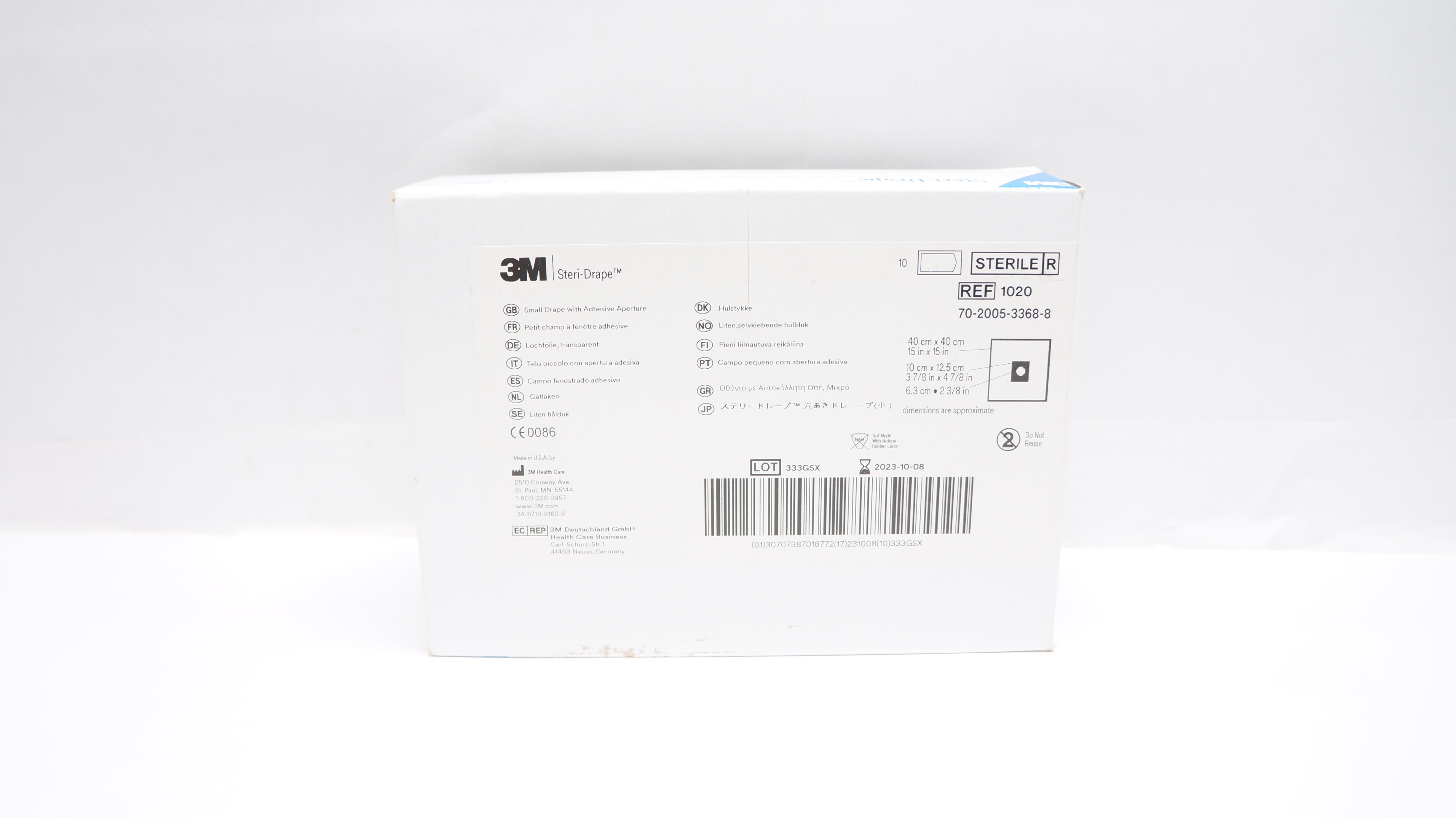 3M 1020 Steri-Drape Small Drape w/ Adhesive Aperture 15 x 15inch (x) - Box of 10