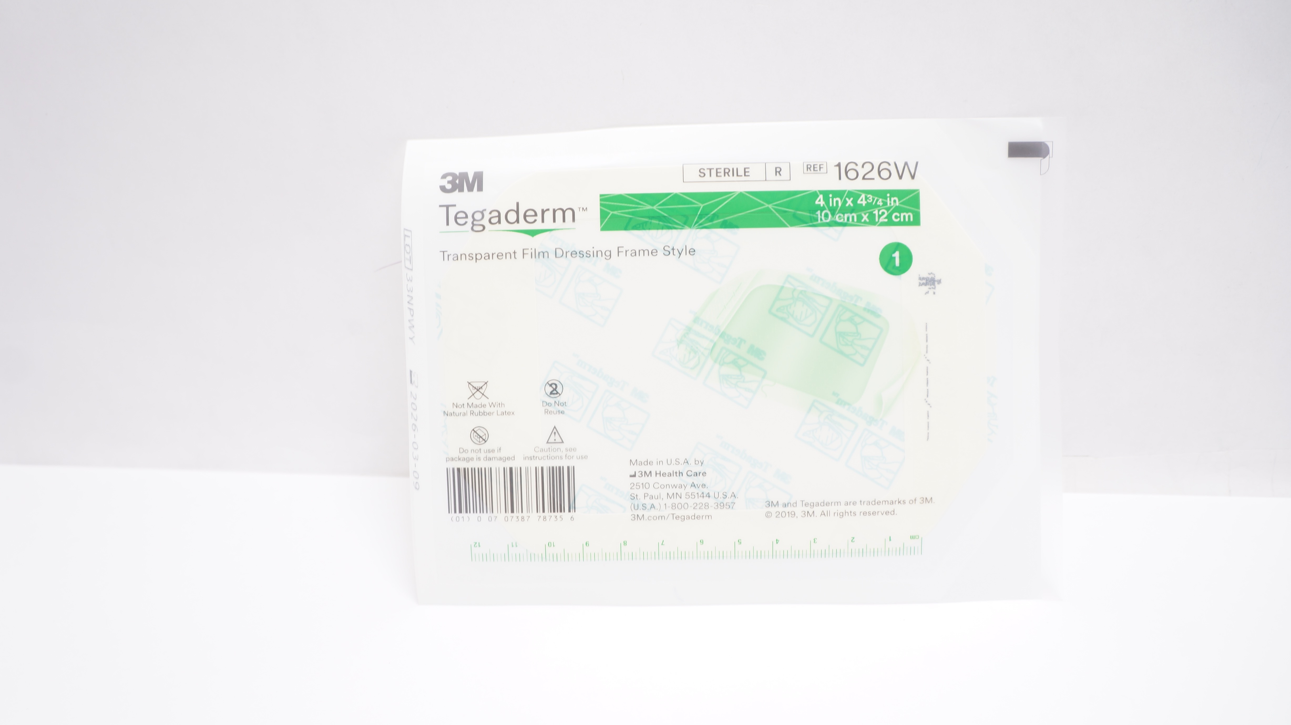 3M 1626W Tegaderm Transparent Film Dressing Frame Style 4inch x 4-3/4inch