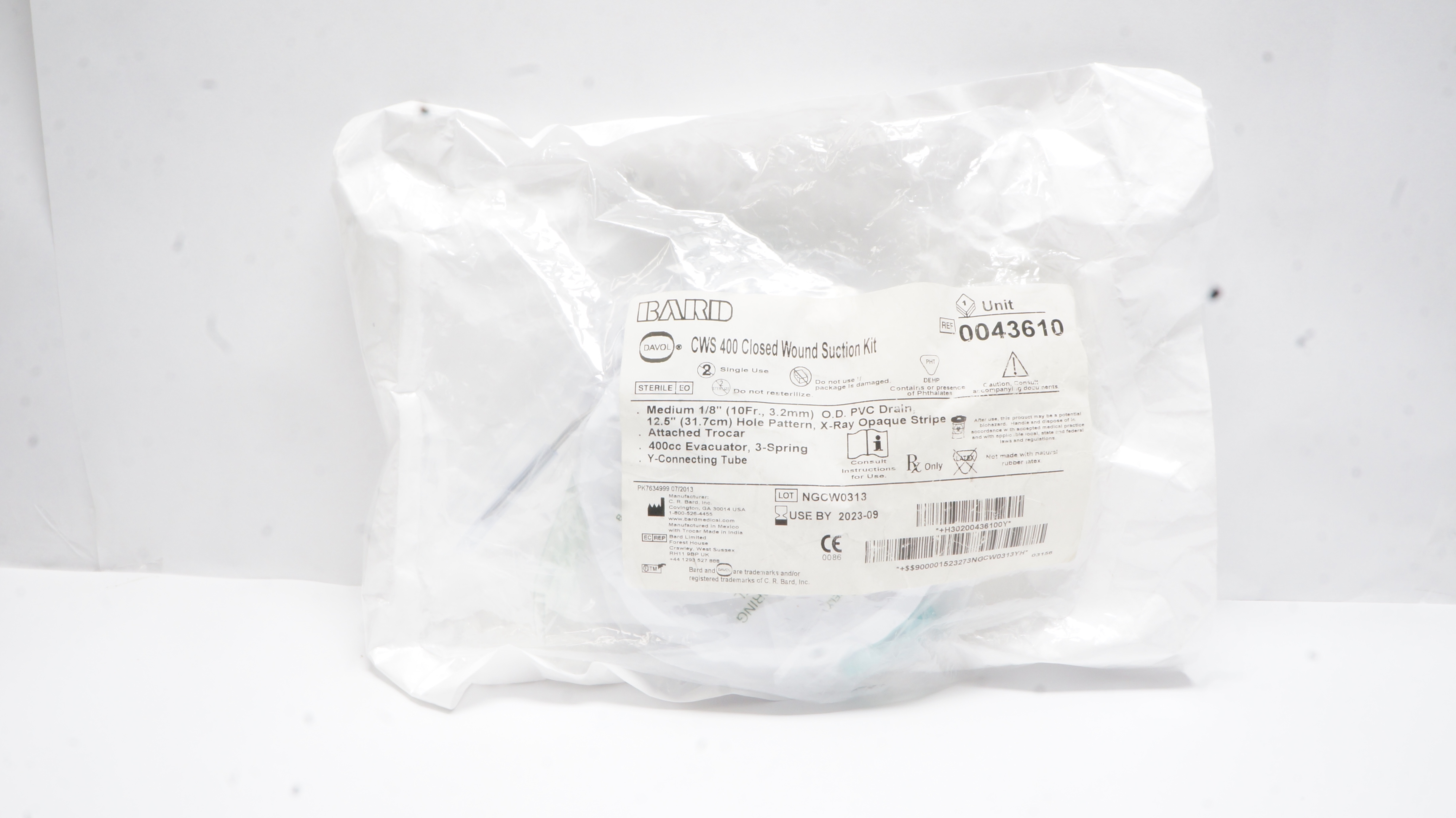 Bard 0043610 Davol CWS 400 Closed Wound Suction Kit (x)