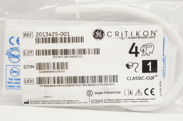 GE Medical 2013425-001 Critikon Blood Pressure Cuffs Classic-Cuf 4, 7-13cm