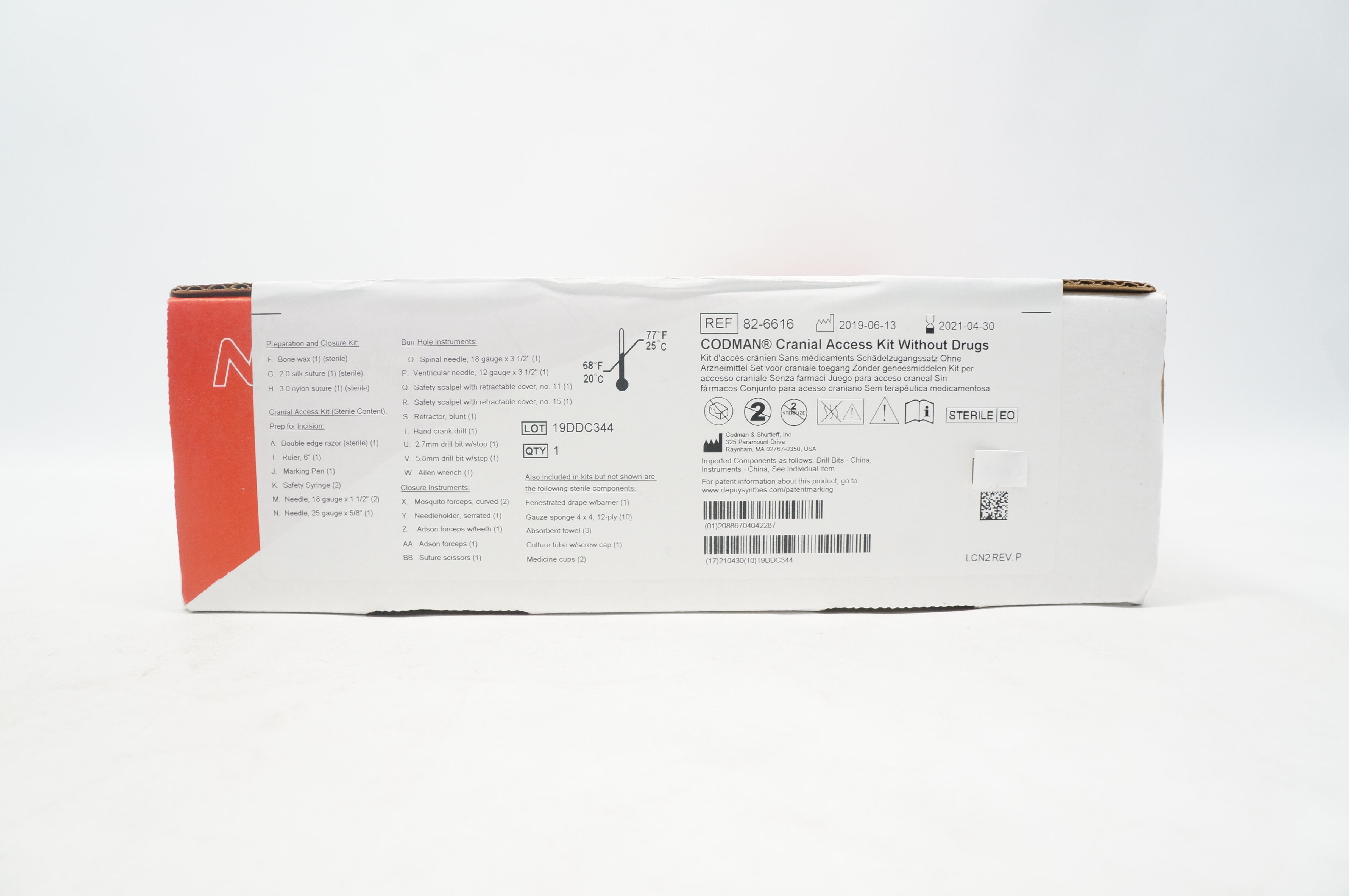 Codman 82-6616 Cranial Access Kit Without Drugs (x)