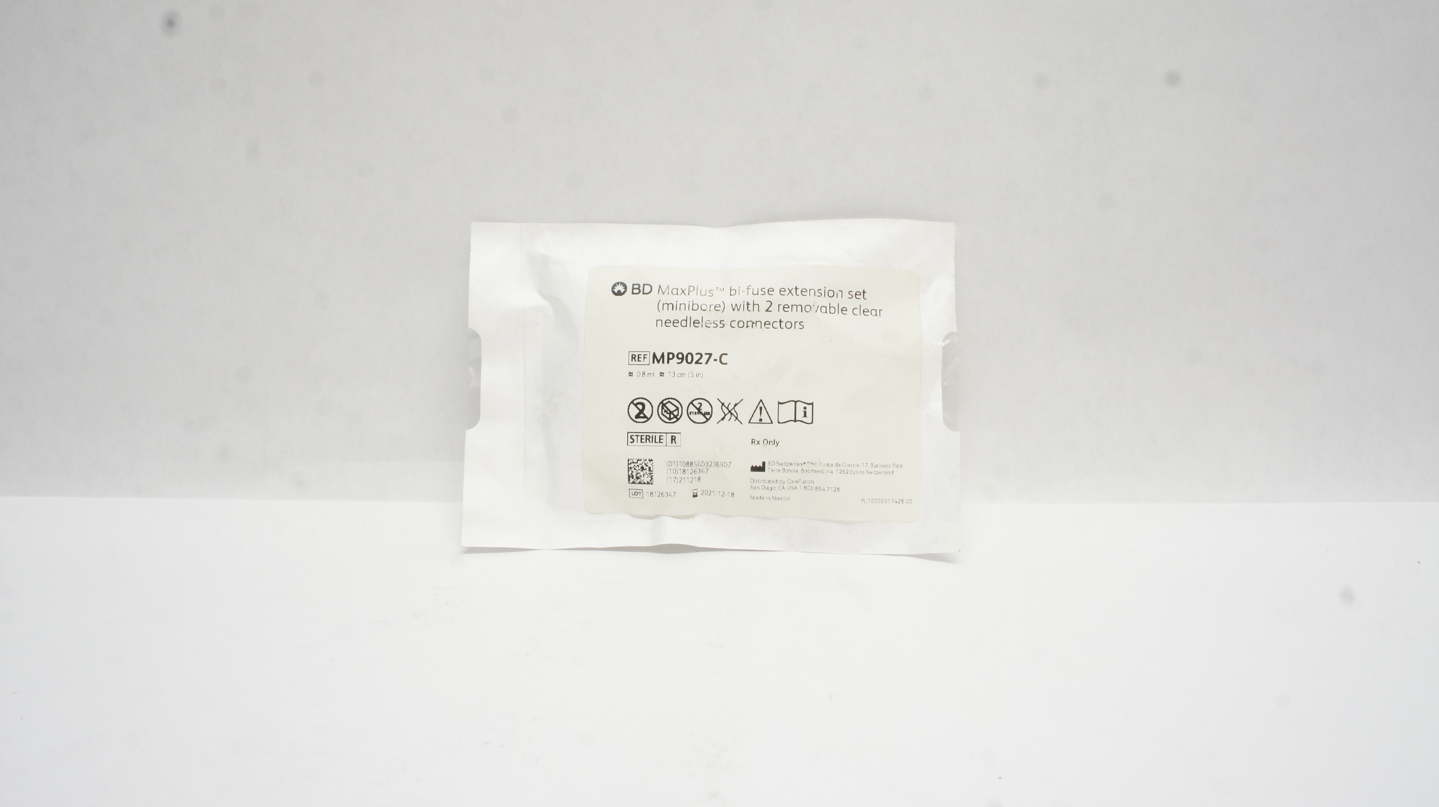 BD MP9027-C MaxPlus Bi-Fuse Extension Set Removable Connectors 0.8ml x 5in. (x)