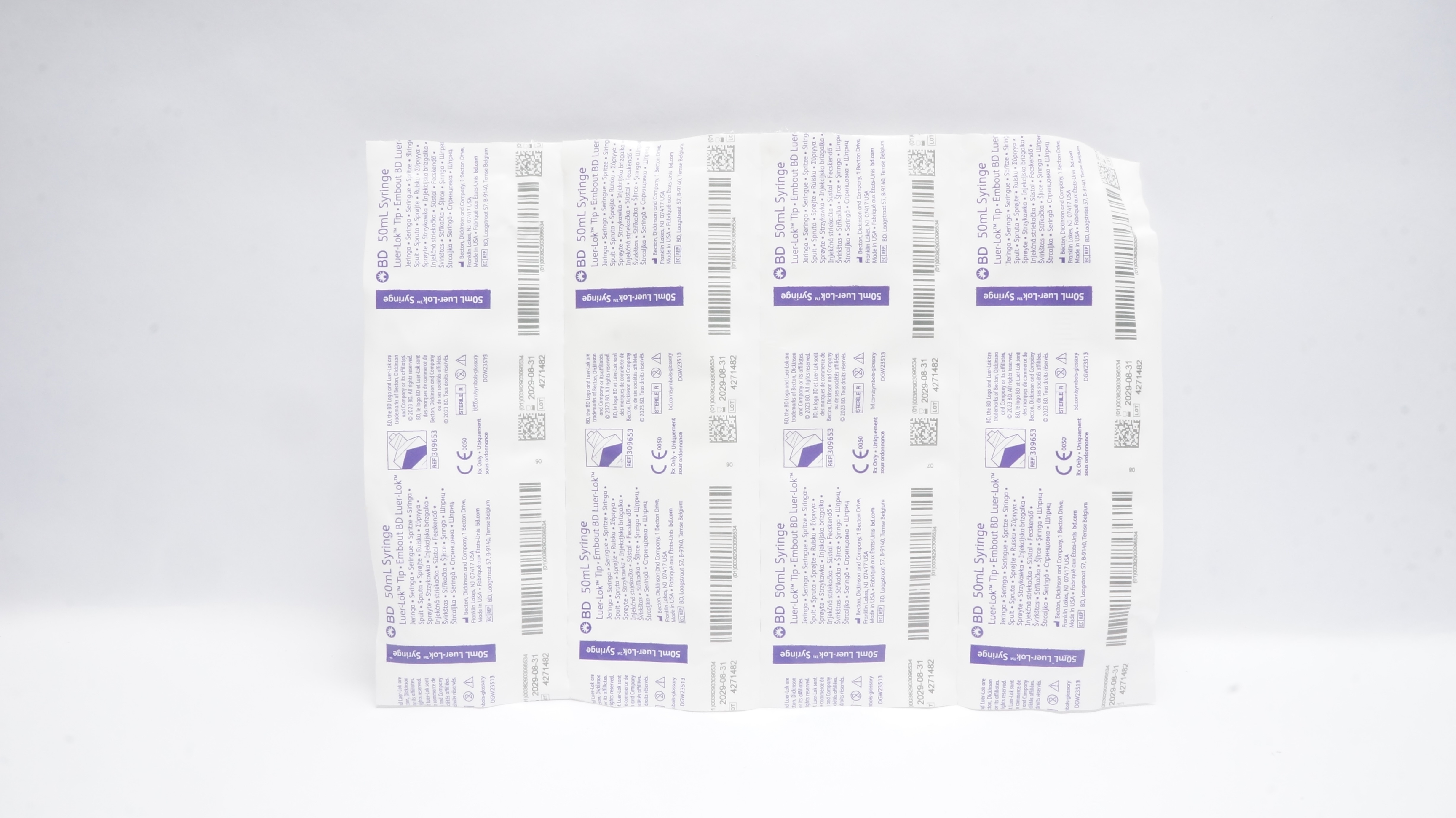 BD 309653 50mL Syringe Luer-Lok Tip - Lot of 4