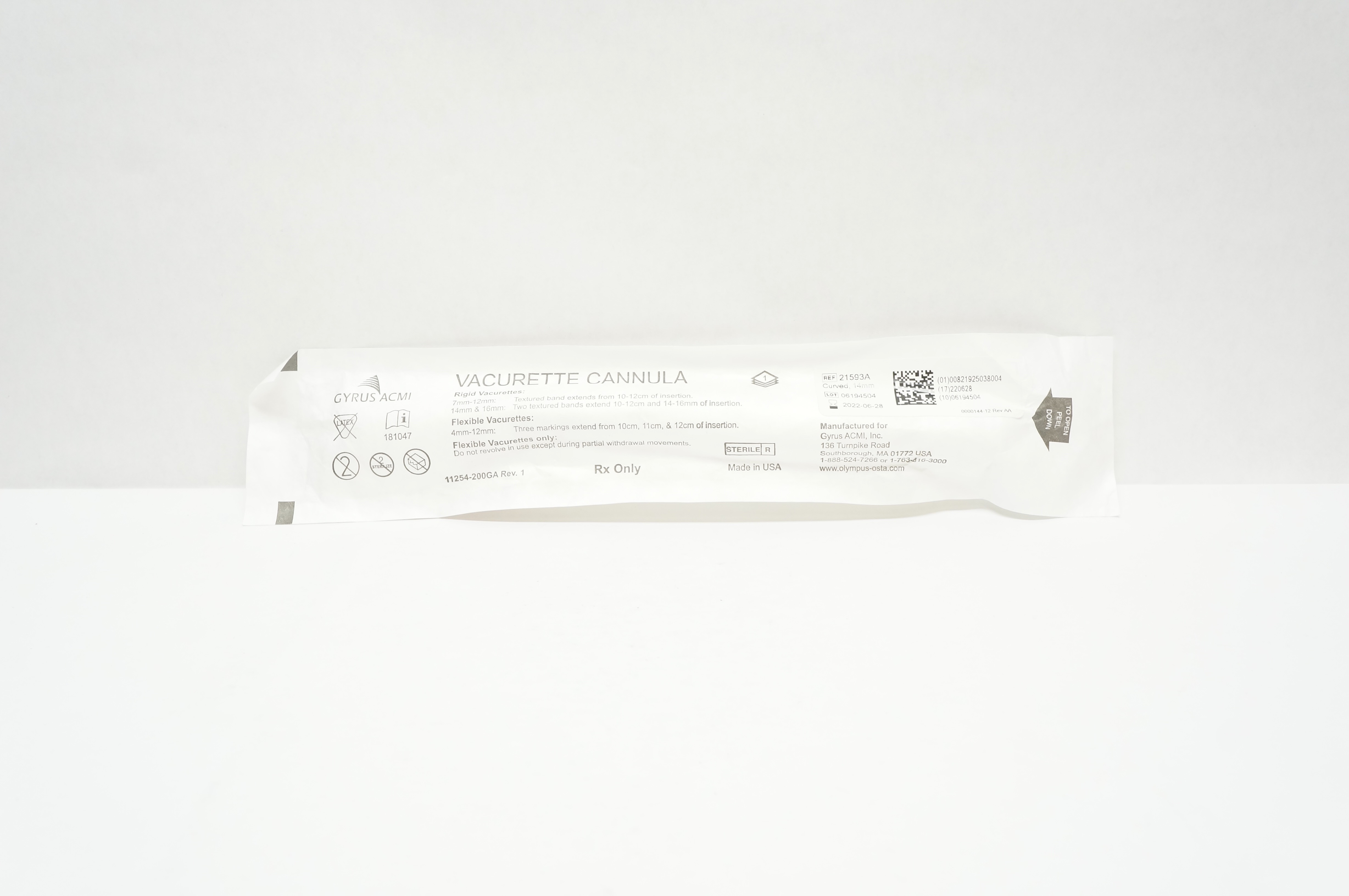 Gyrus Acmi 21593A Vacurette Cannula Curved 14mm Rigid (x)