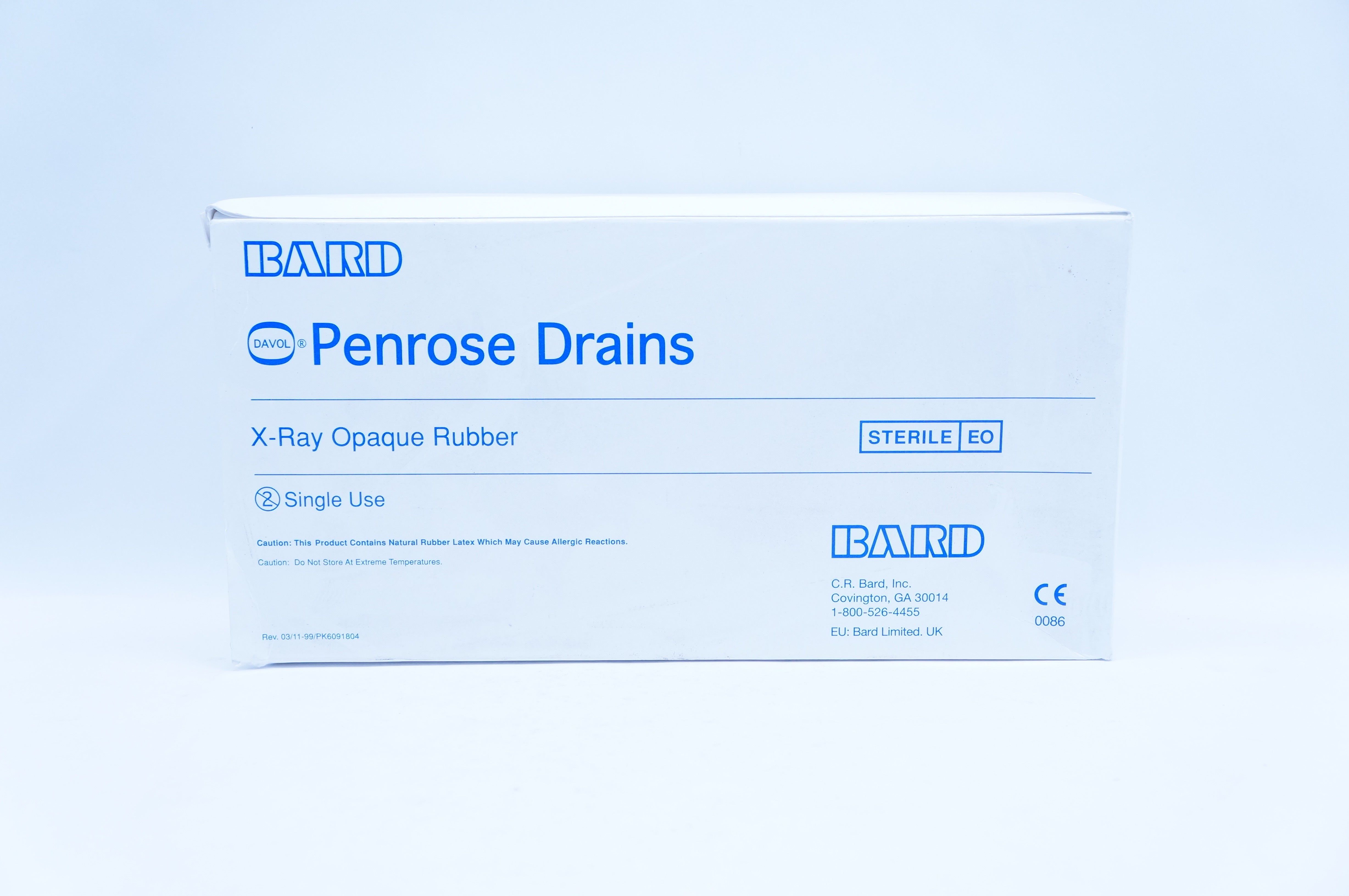 Bard 0918010 Penrose Drains X-Ray Oraque Rubber 1/4in x 6.35mm ID -Box of 50(x)