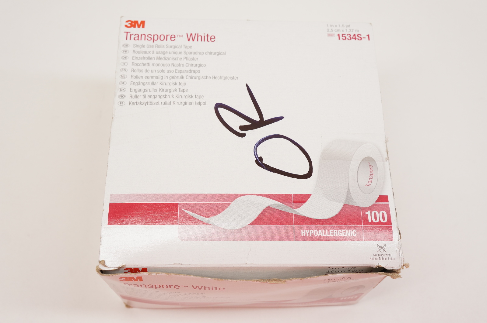 3M 1534S-1 Transpore White - Box of 100
