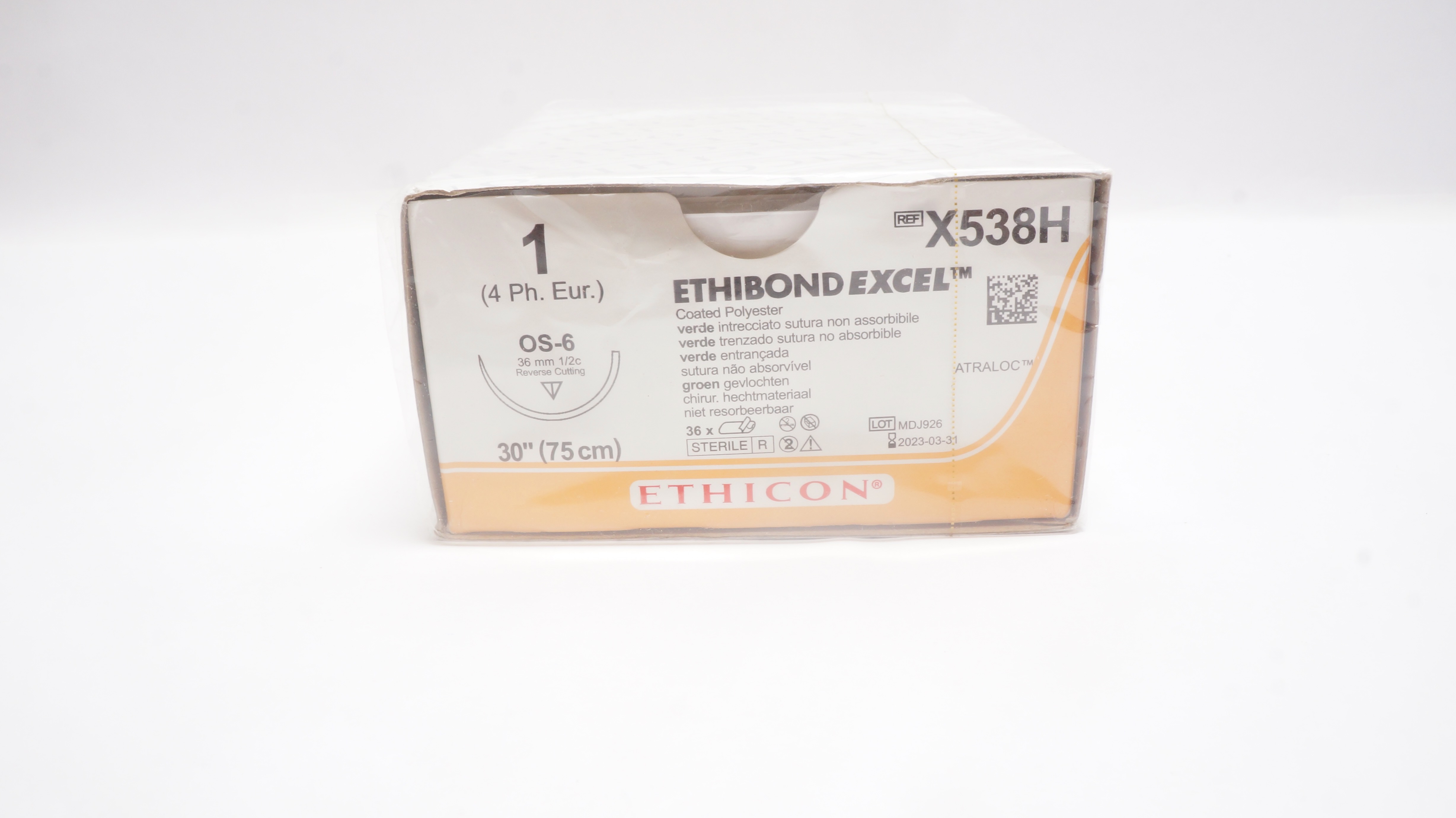 Ethicon X538H 1 ETHIBOND EXCEL OS-6 36mm 1/2c 30inch (x) - Box of 36