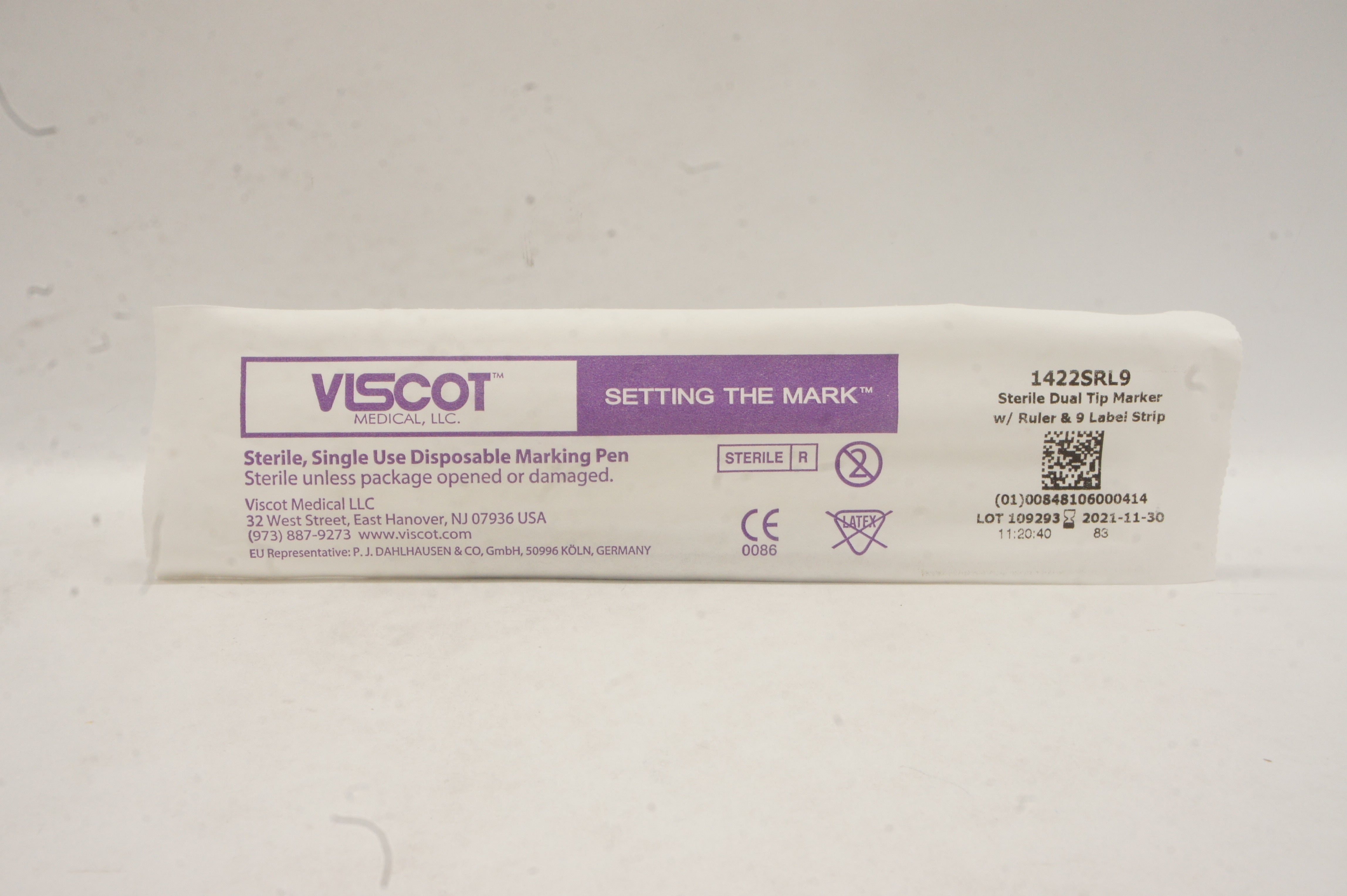 Viscot Medical 1422SRL9 Sterile Dual Tip Marker W/Ruler & 9 Label Strip