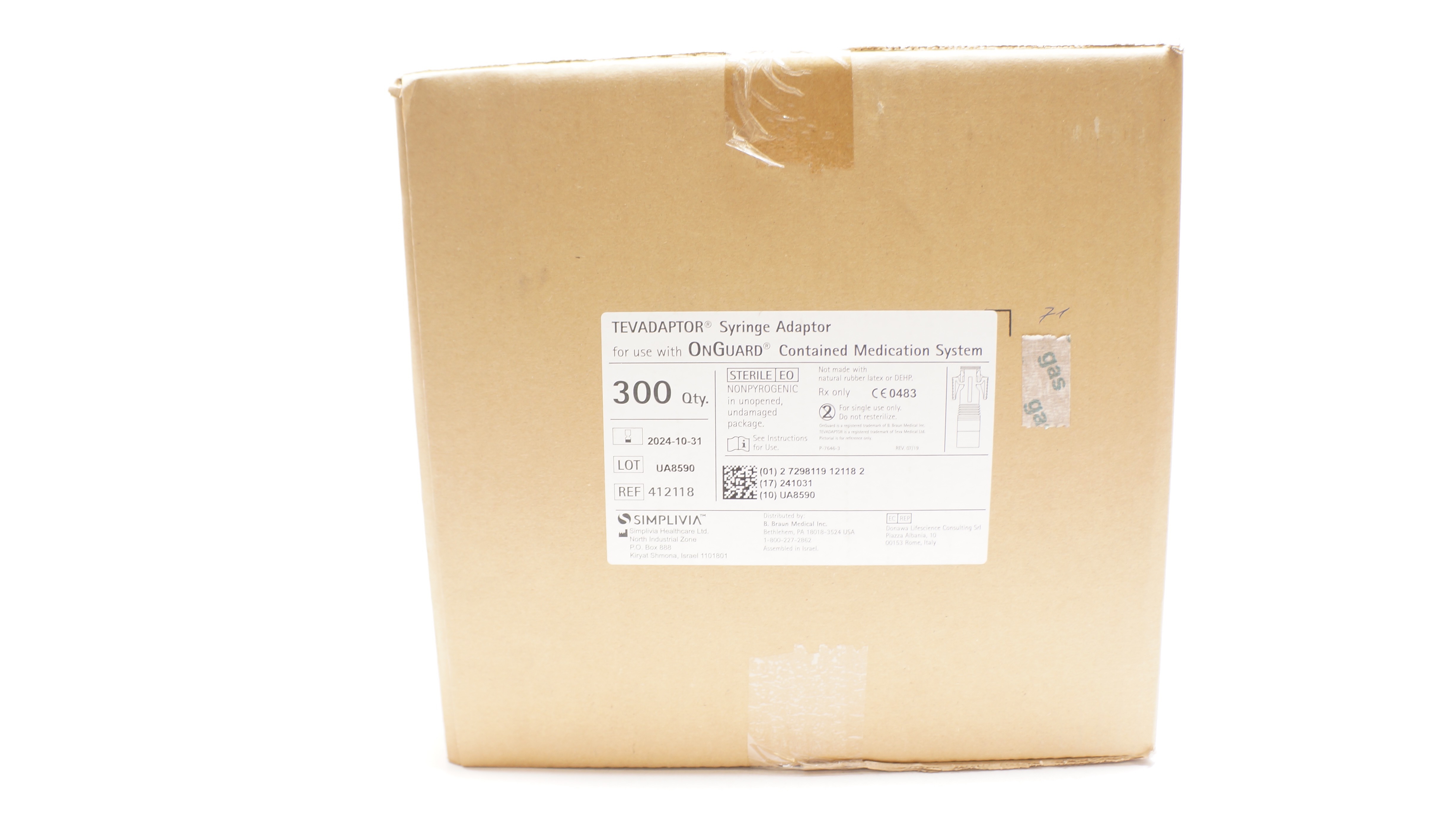 Simplivia 412118 Braun TEVADAPTOR Syringe Adaptor - Case of 70