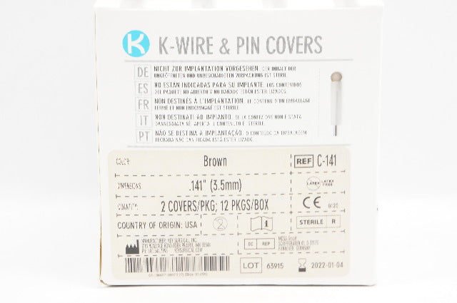 Key Surgical C-141 K-Wire and Pin Cover Brown (x) - Box of 12