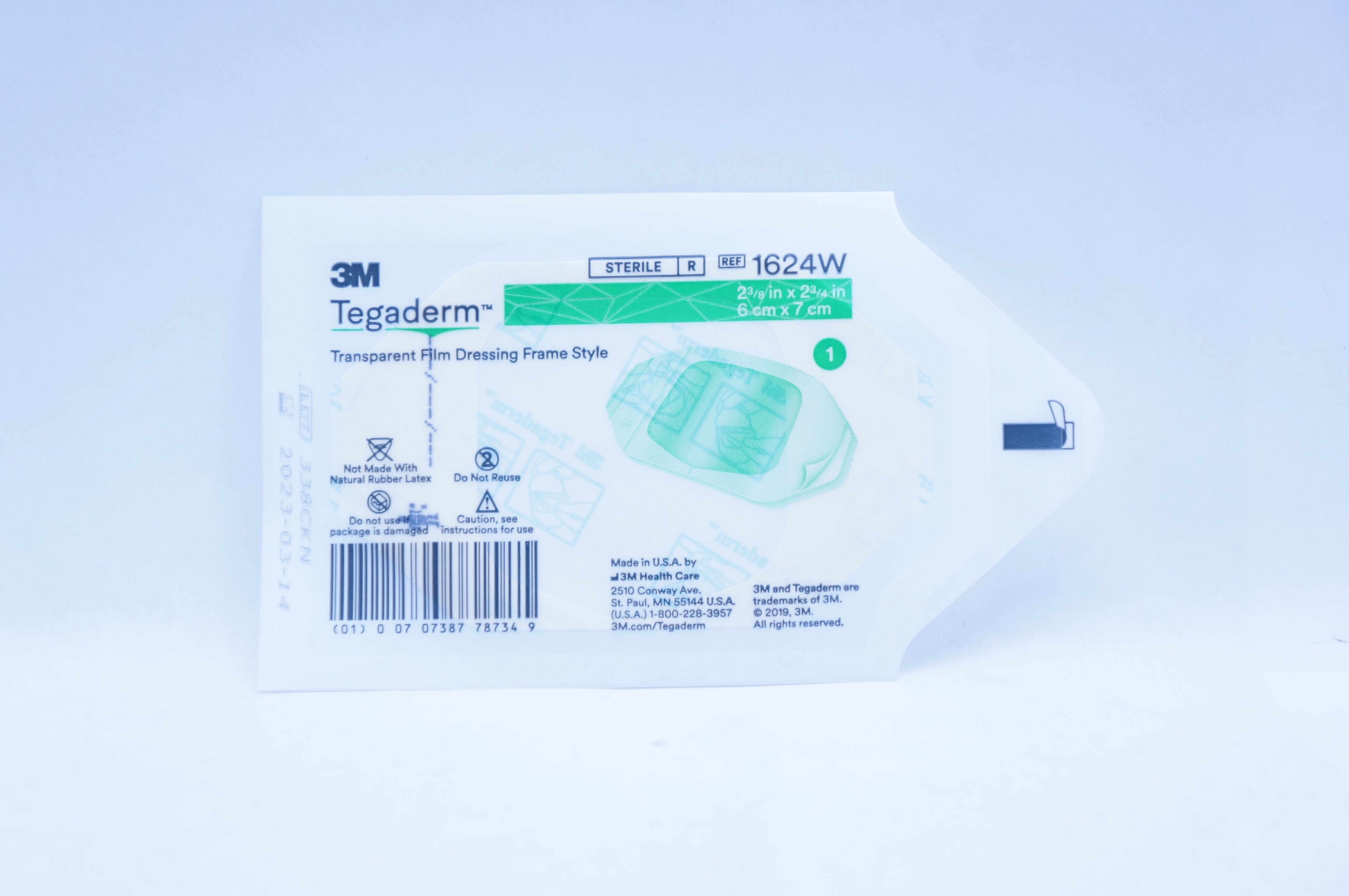 3M 1624W Tegaderm Transparent Film Dressing Frame Style 2-3/8inch x 2-3/4inch