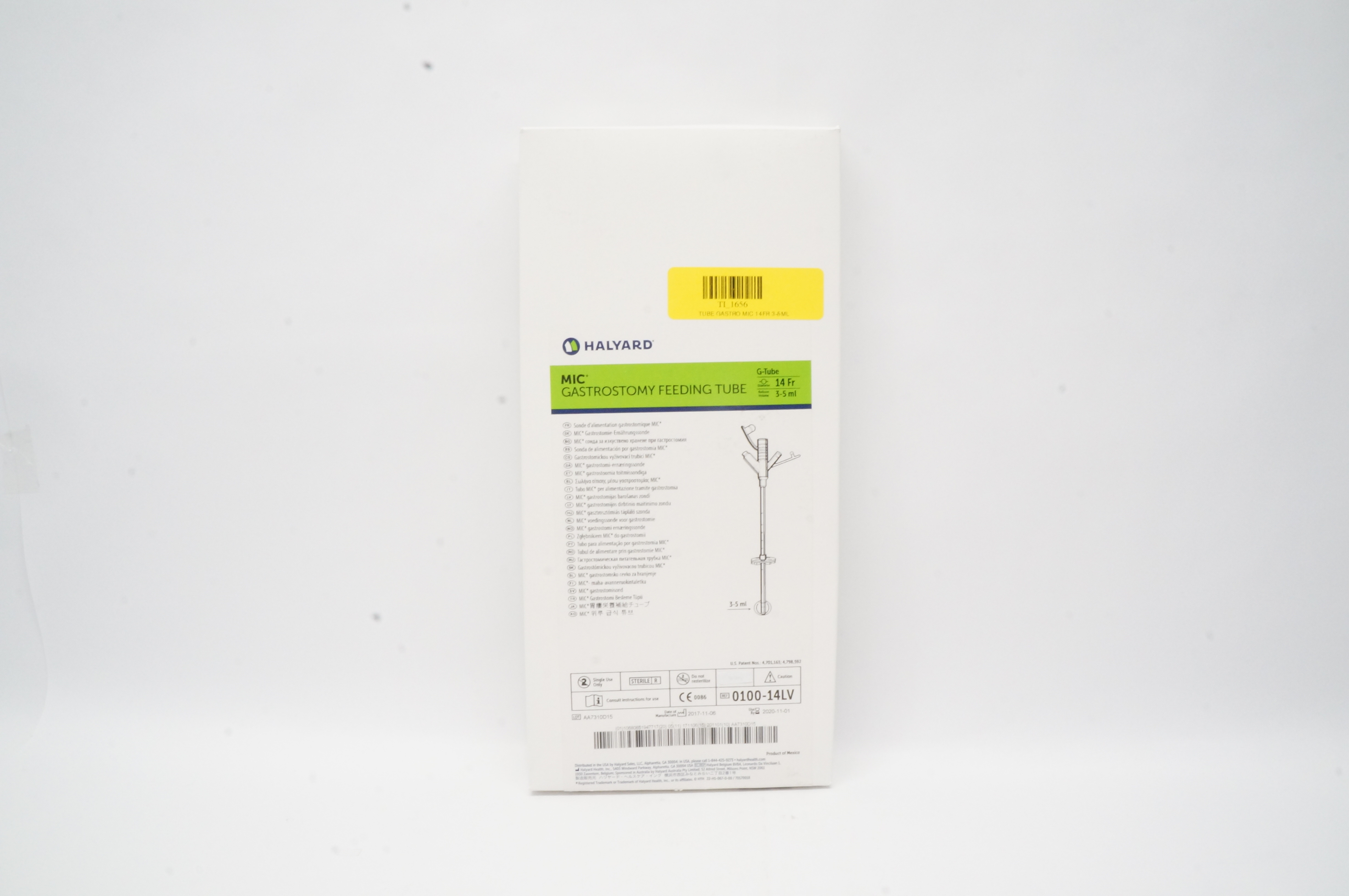 Halyard 0100-14LV MIC Gastrostomy Feeding G-Tube 14Fr x 3-5ml (x)