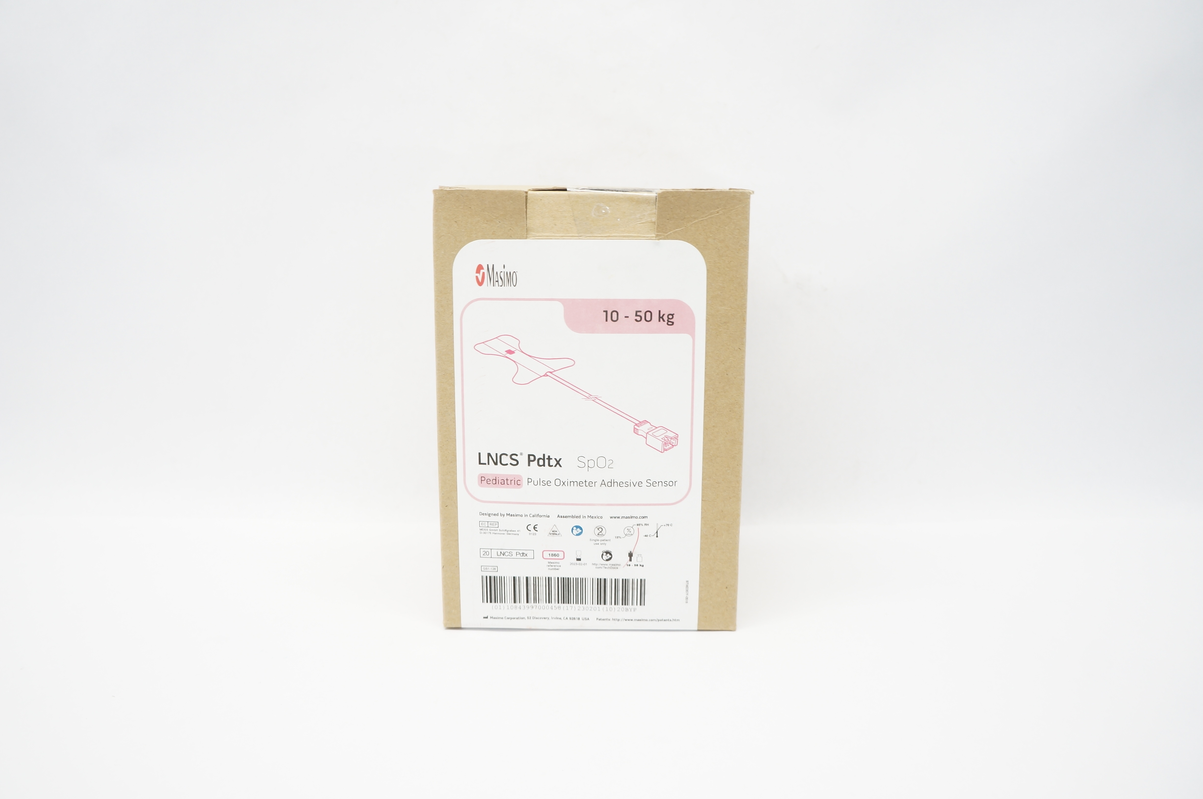 MasimoSet 1860 SpO2 Pediatric Pulse Oximeter Adhesive Sensor 10-50kg - Box of 20