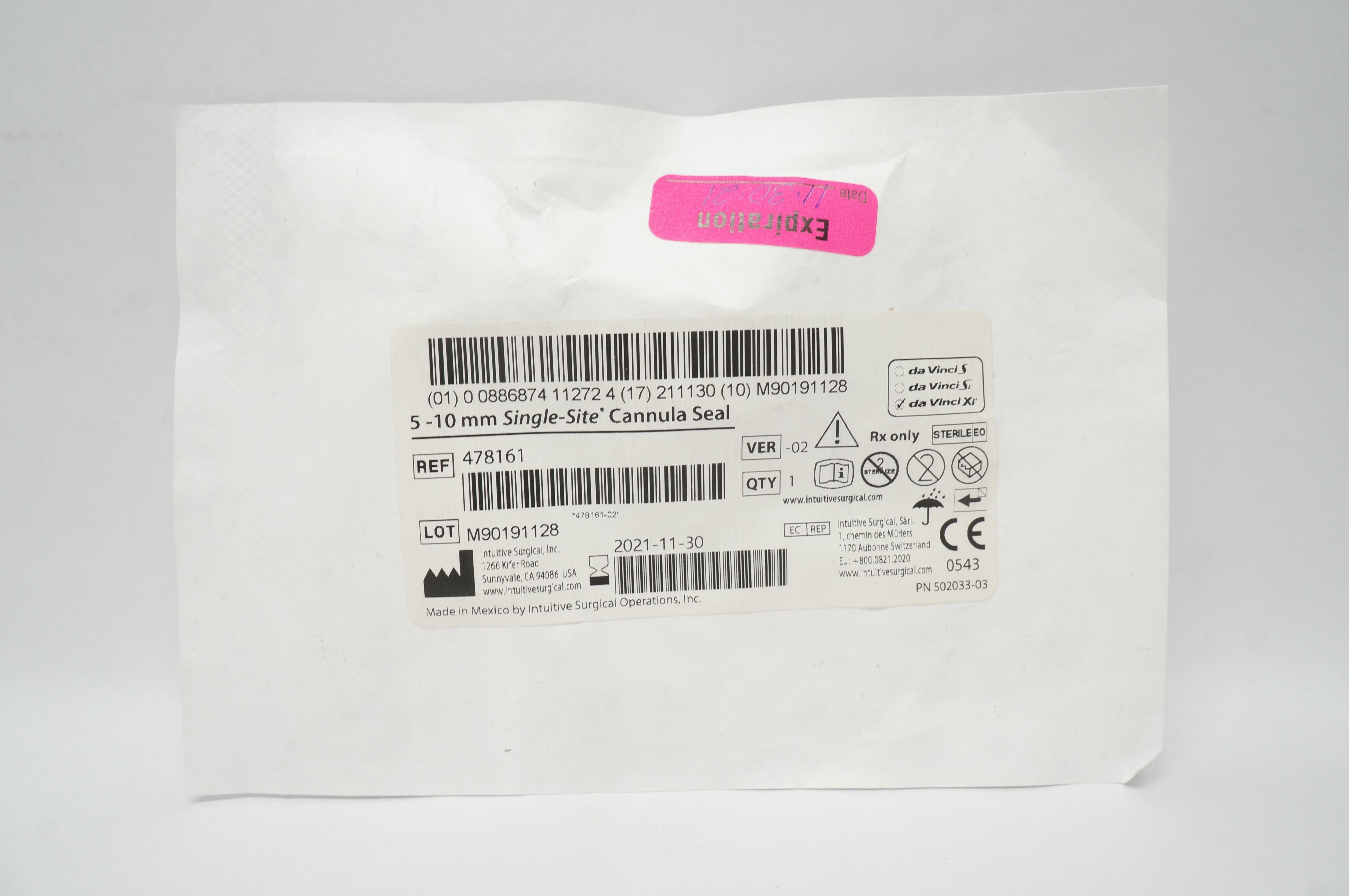 Institutive Surgical 478161 Da Vinci Xi Single -Site Cannula Seal 5mm - 10mm (x)