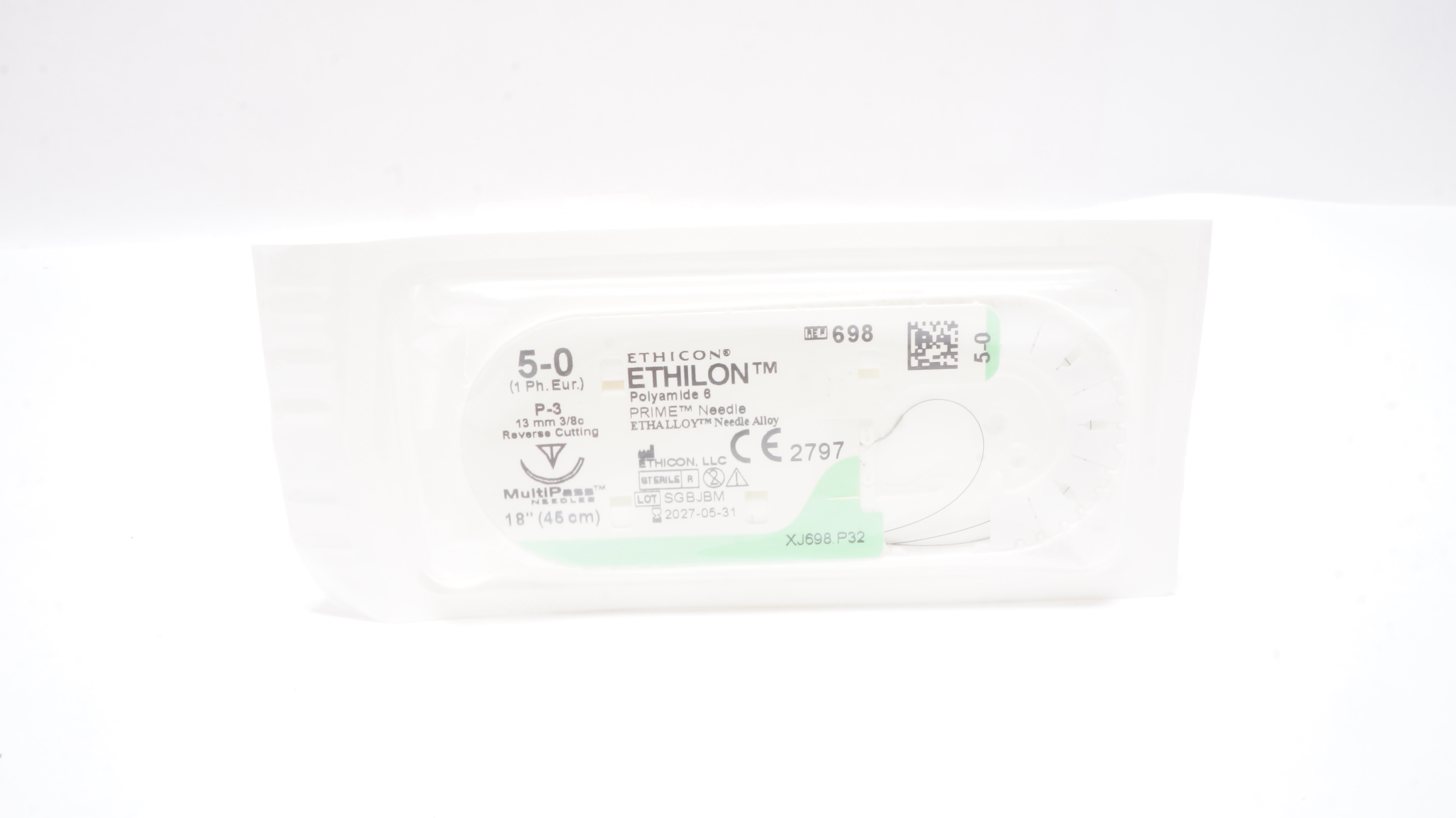 Ethicon 698 5-0 ETHILON, P-3, 13mm 3/8c Reverse Cutting, 18inch