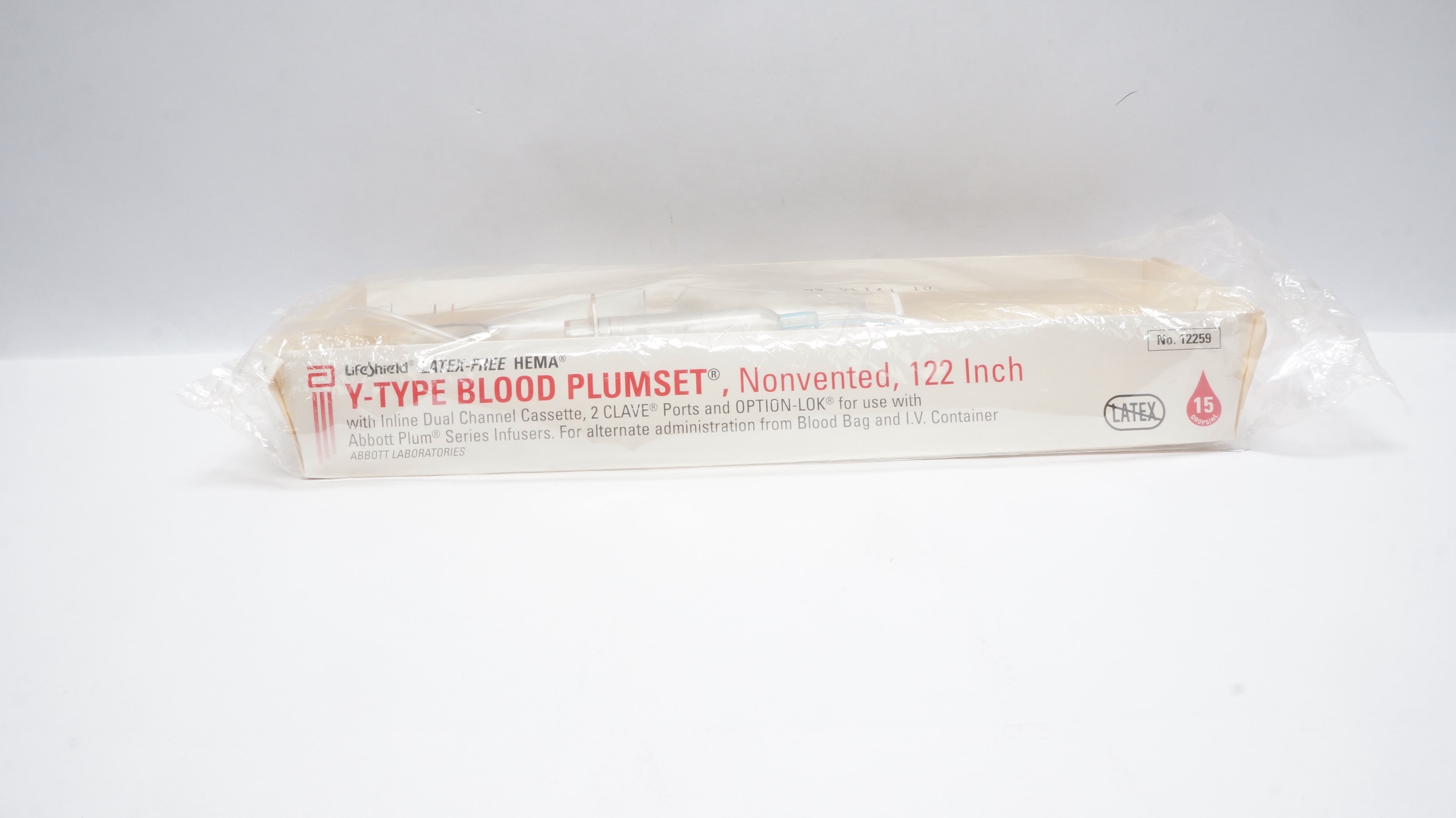 Abbott 12259 Y-Type Blood Plumset Nonvented 122 Inch 15Drops/mL
