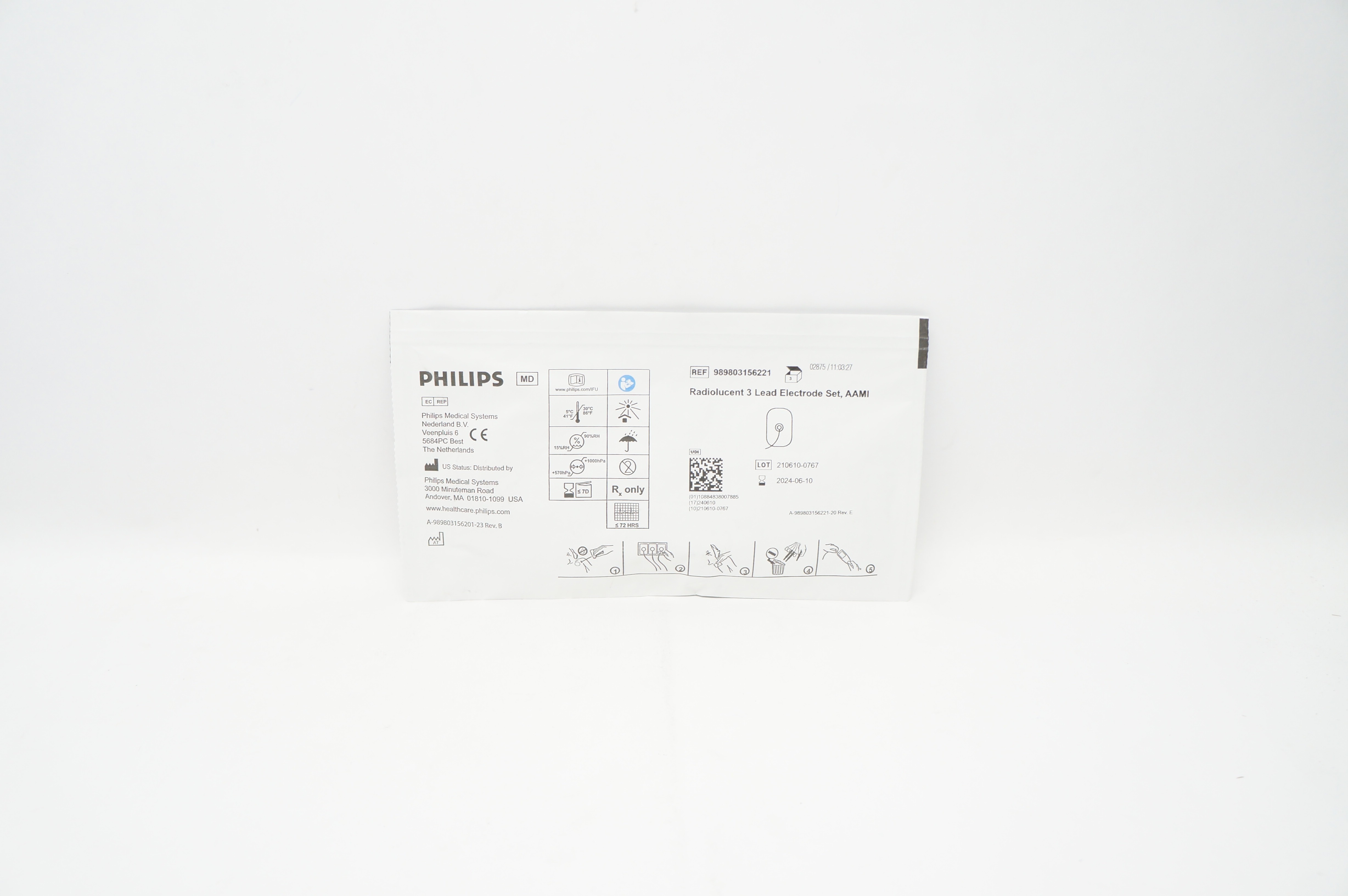 Philips 989803156221 Adult Disposable Radiolucent Electrode Set,AAMI Pack of 3