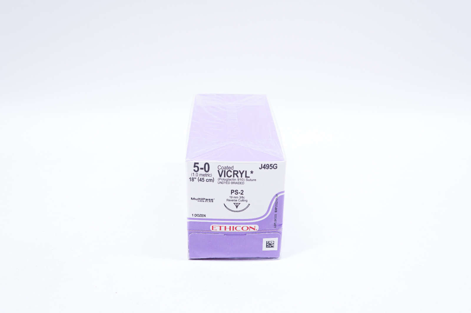 Ethicon J495G 7-0 VICRYL, TG140-8, 6.5mm 3/8c, Spatula, 18inch - Box of 12