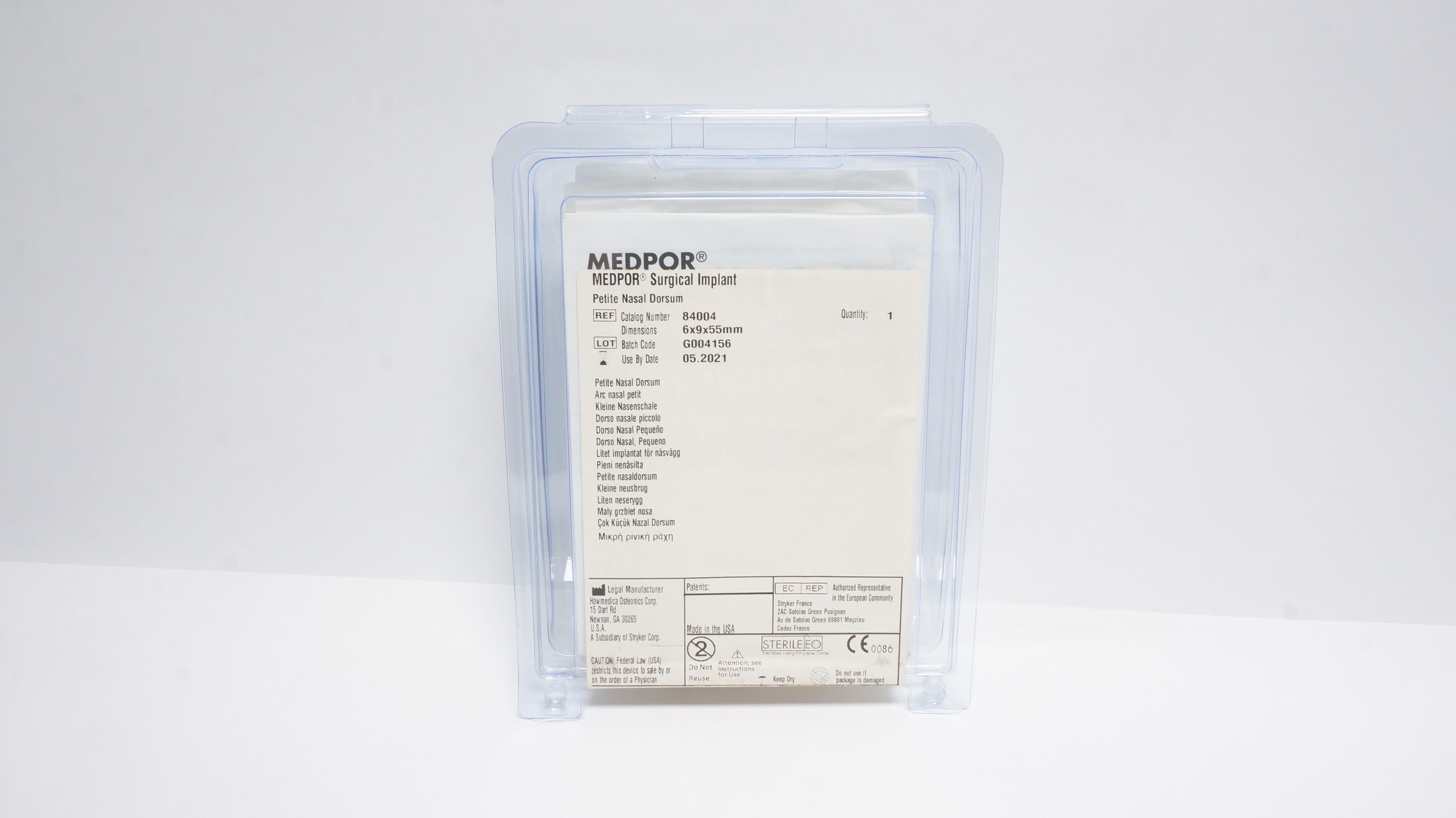 Howmedica Osteonics 84004 Medpor Surgical Implant 6 x9x 55mm (x)