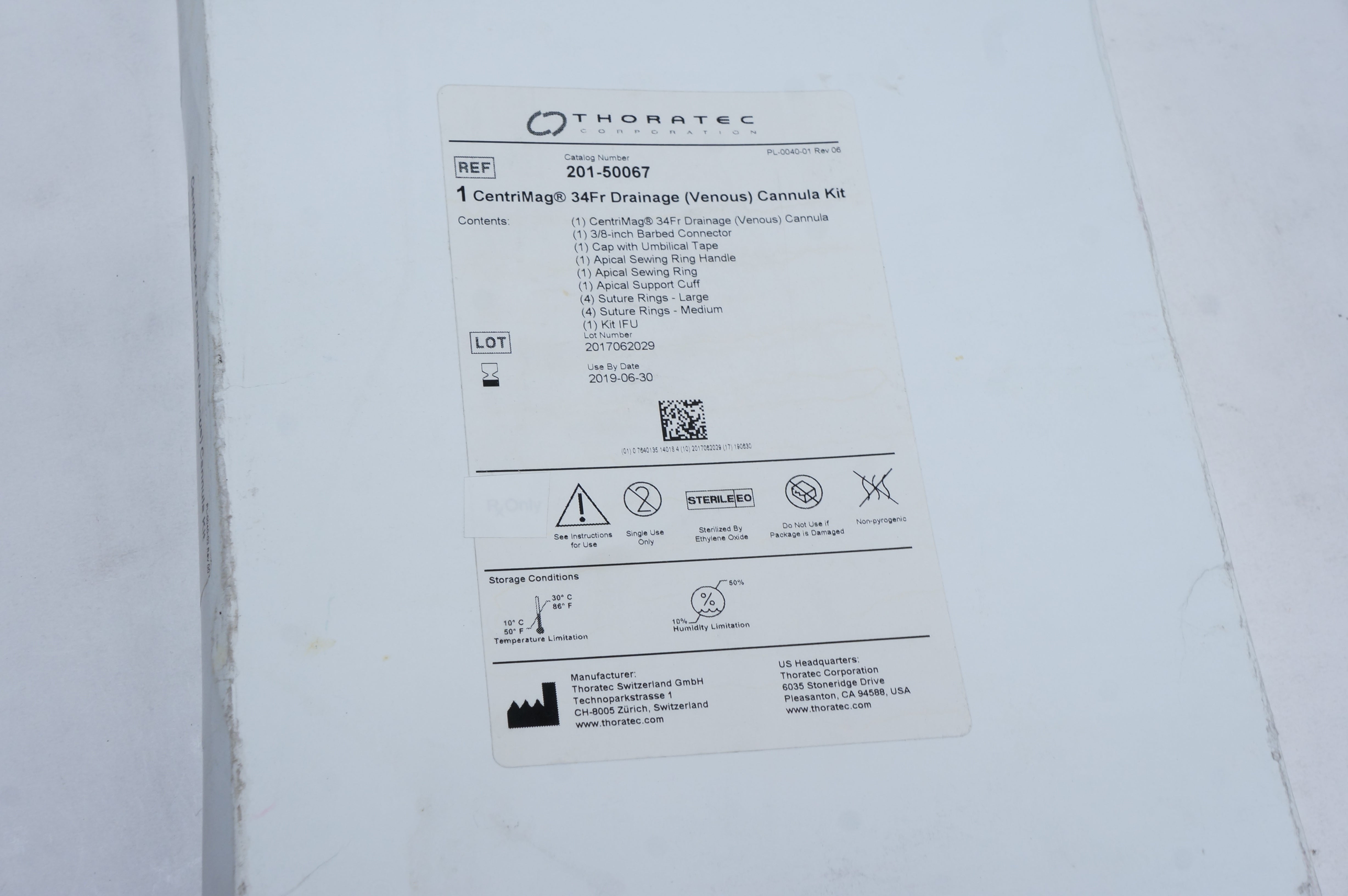 Thoratec 201-50067 CentriMag Drainage Cannula Kit 34Fr. (x)