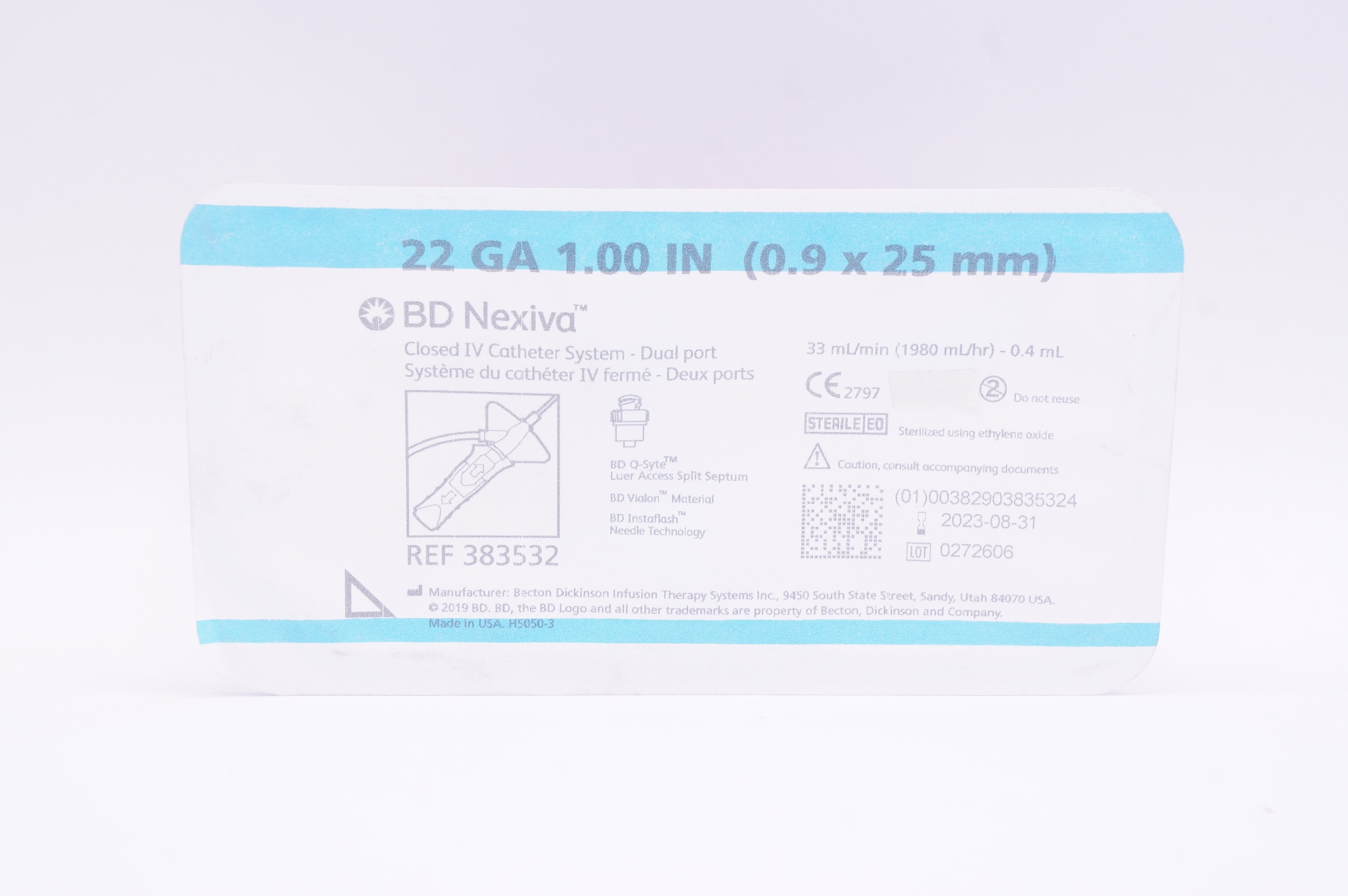 BD 383532 Nexiva Closed IV Cath. System 22Ga x 1 inch (x)