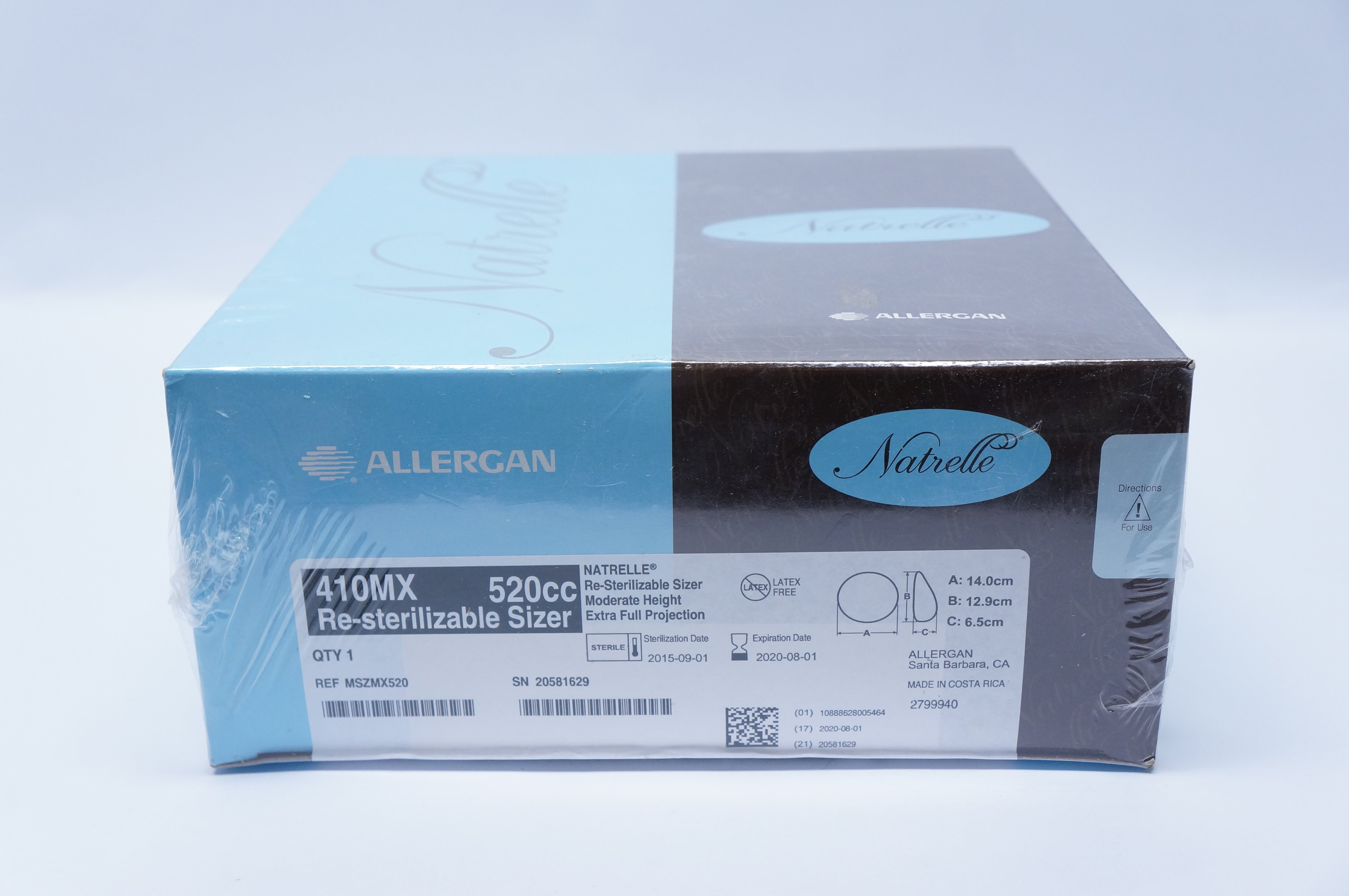 Allergan MSZMX520 410MX NATRELLE Re-Sterilizable Sizer 520cc, 14cm x 12.9cm (x)