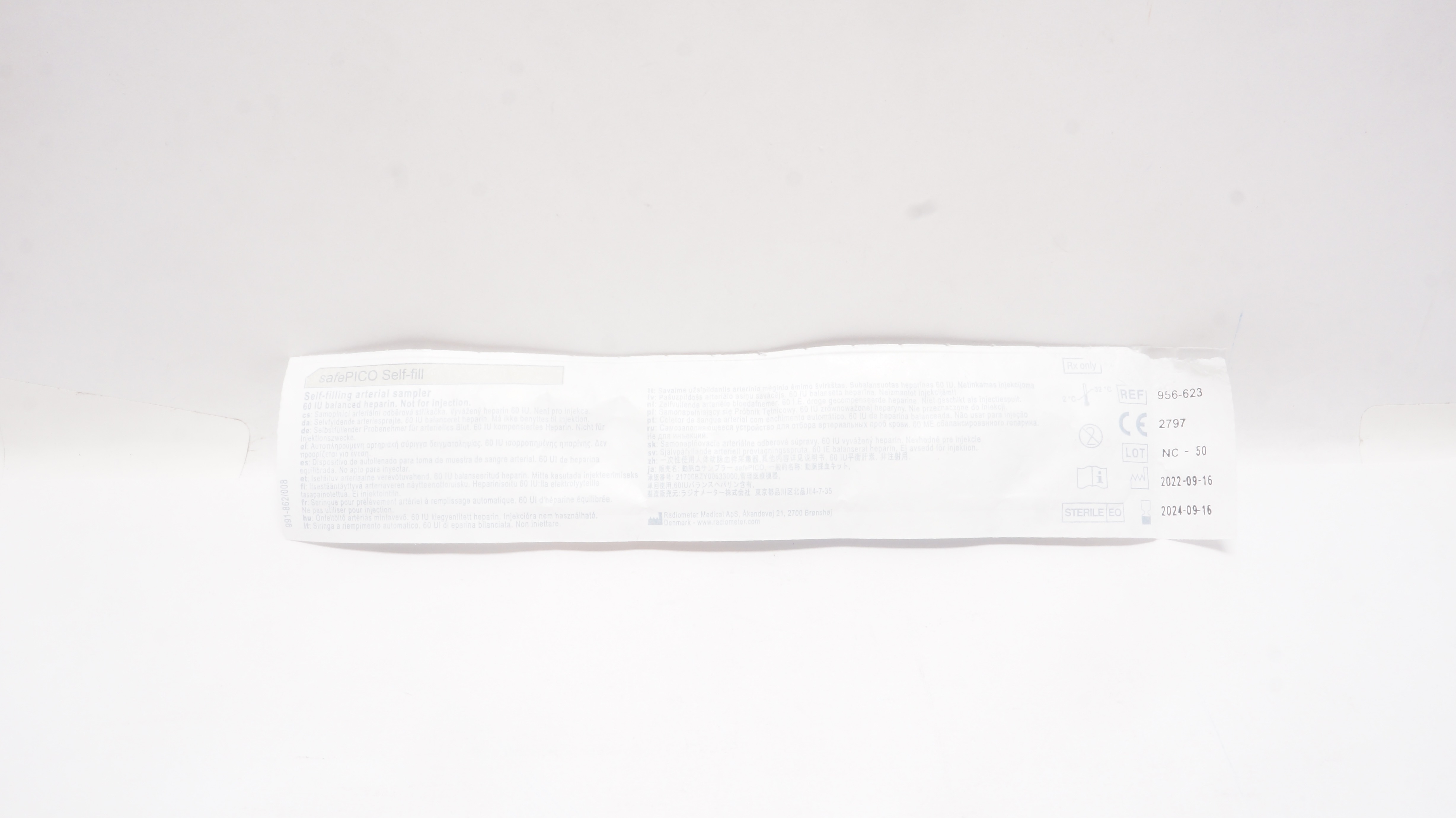 Radiometer Medical 956-623 SafePico Self-fill, Arterial Sampler 25G x 5/8inch