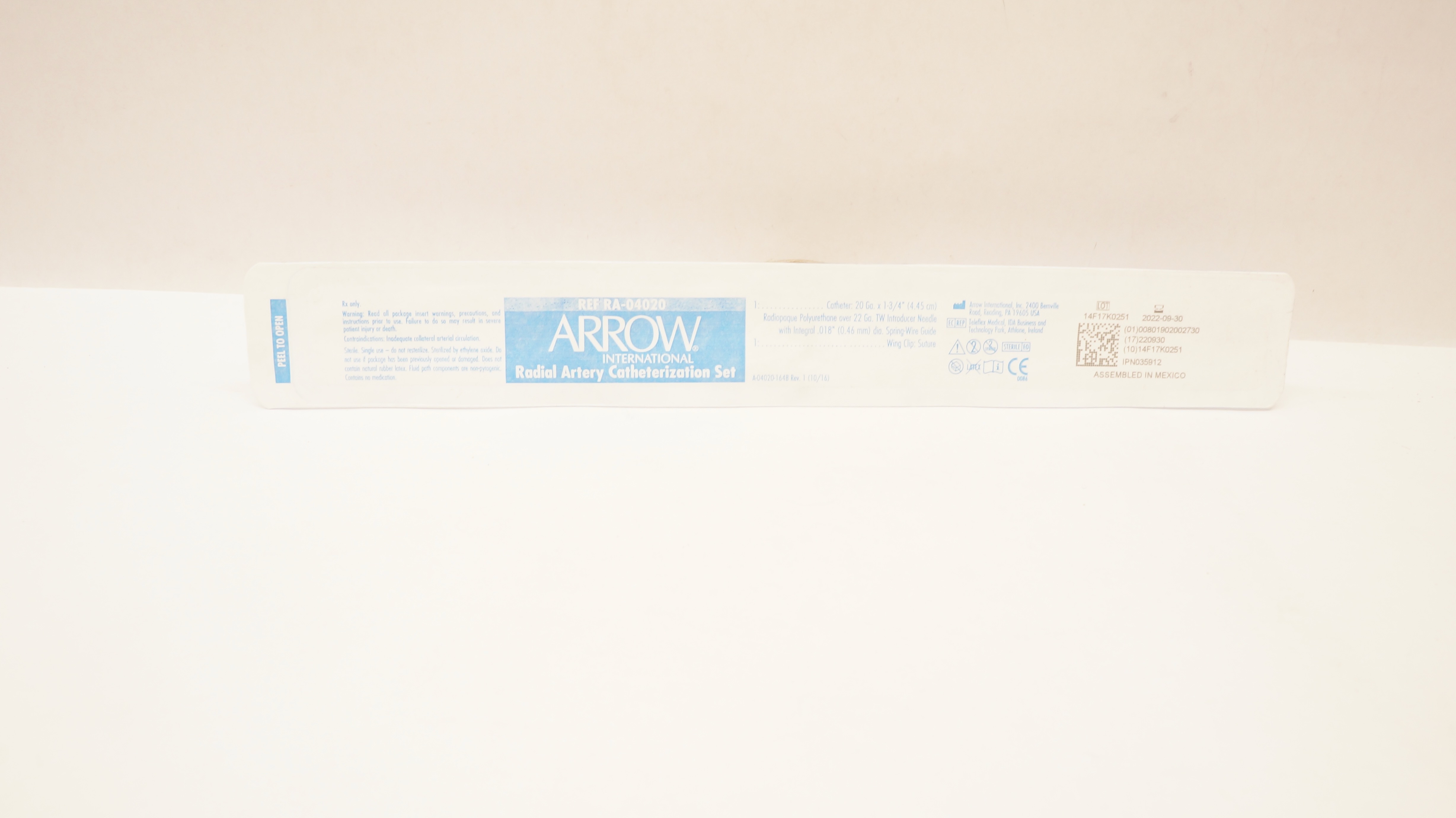 Arrow RA-04020 Radial Artery Catheterization Set 20Ga x 1-3/4inch (x)