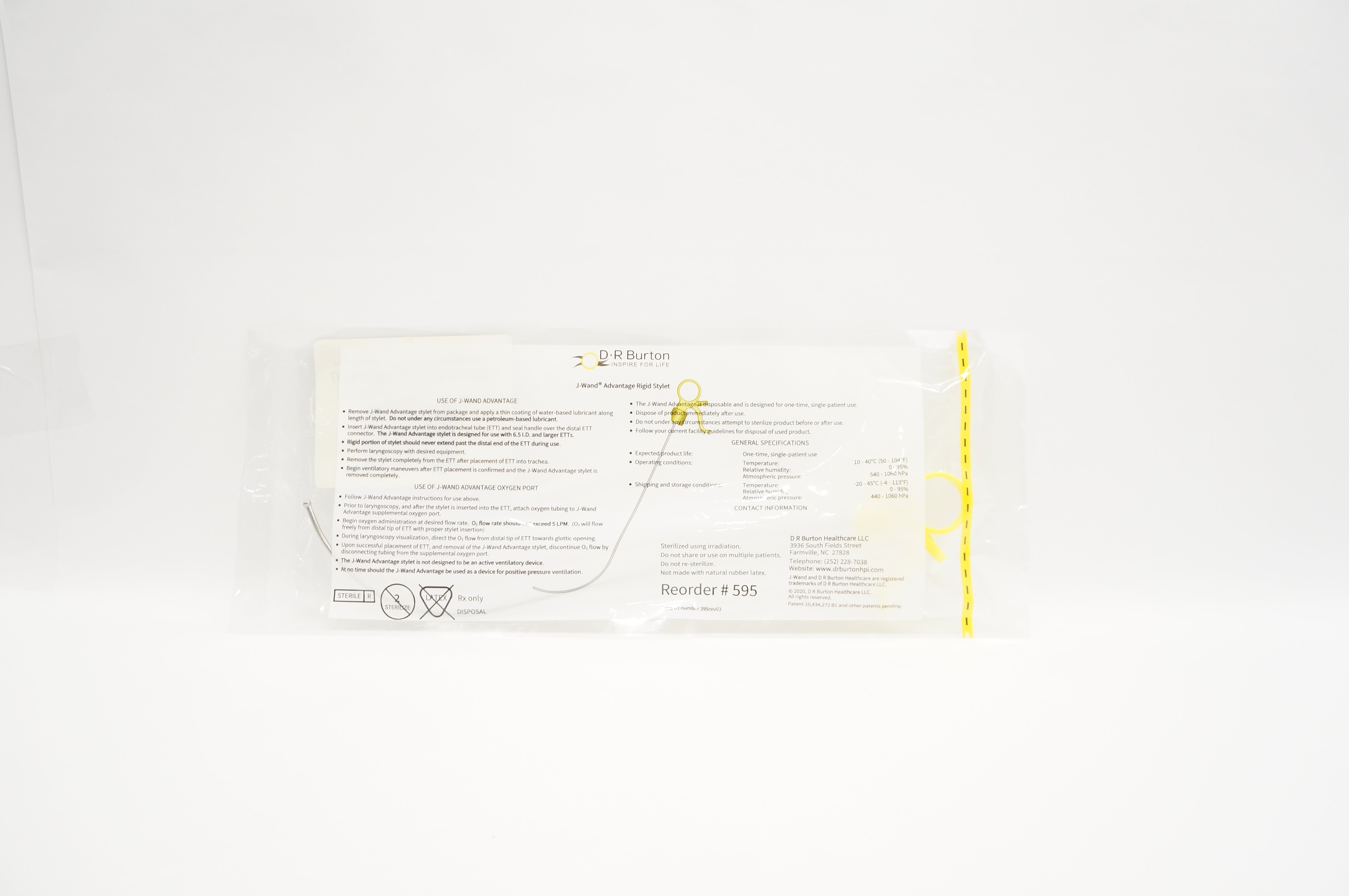 D.R Burton 595 J-Wand Advantage Rigit Stylet