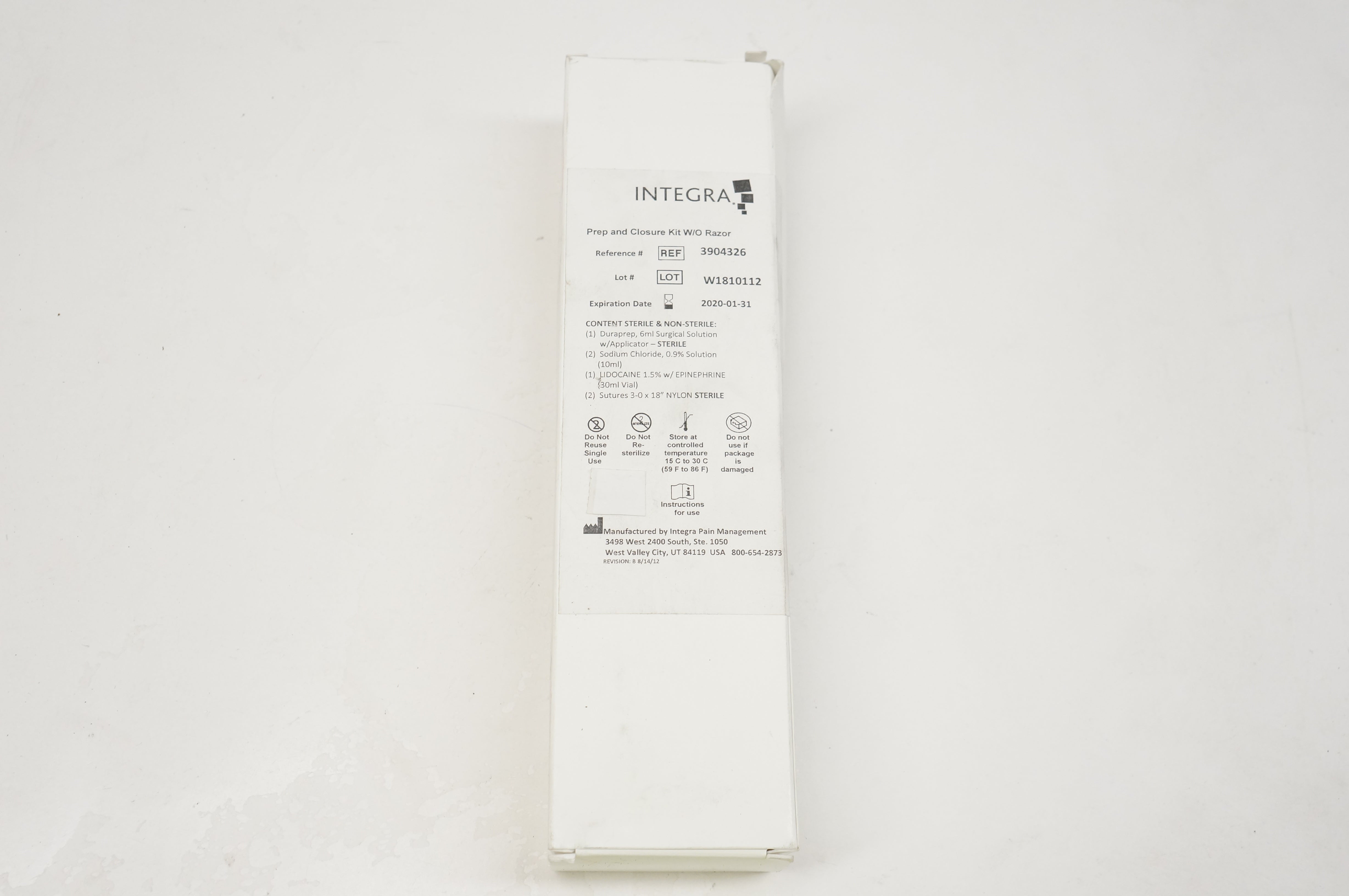 INTEGRA 3904326 Prep and Closure Kit W/O Razoe (x)