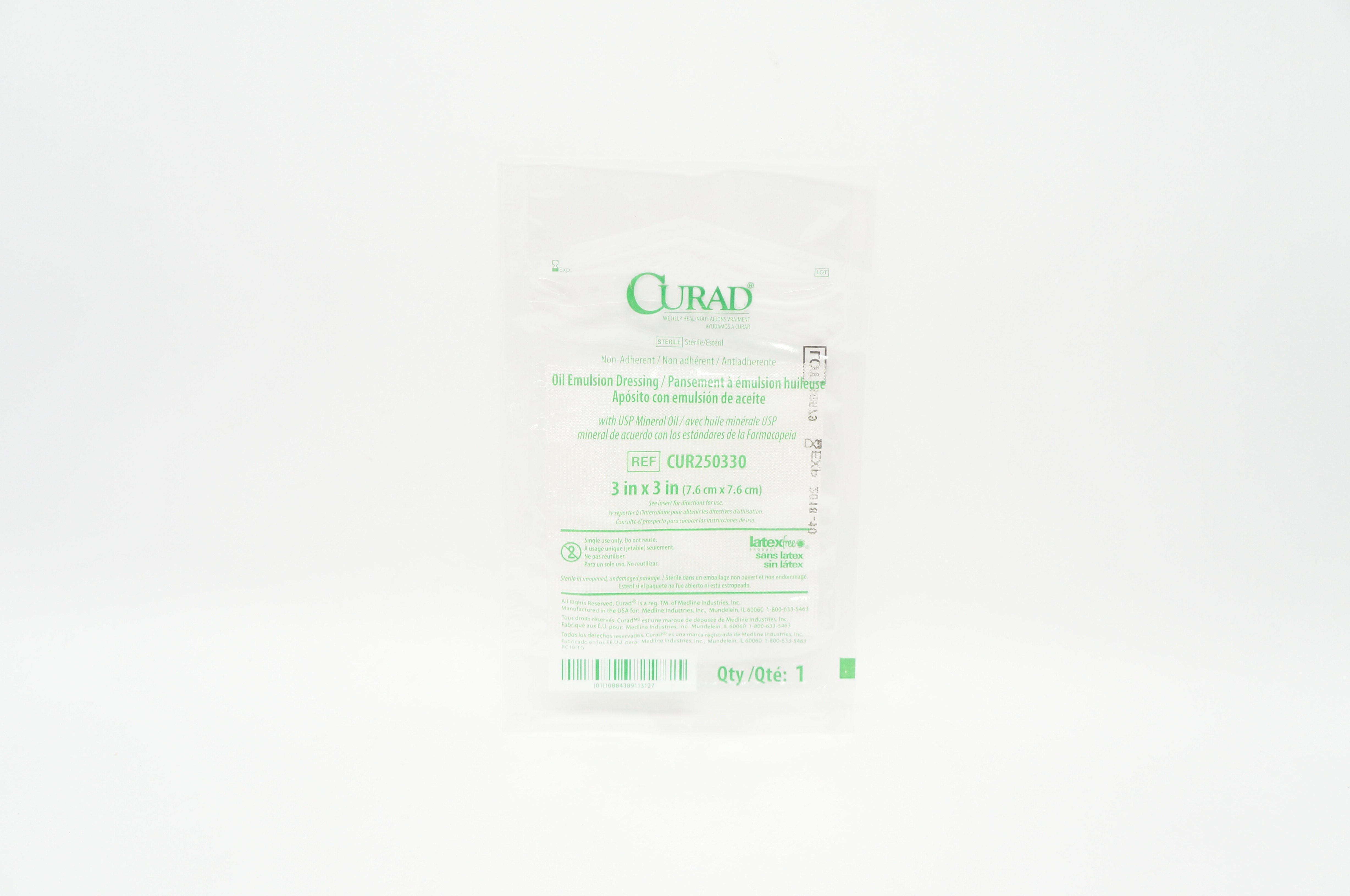 Medline CUR250330 Curad Non-Adherent Oil Emulsion Dressing 3inch x 3inch (x)