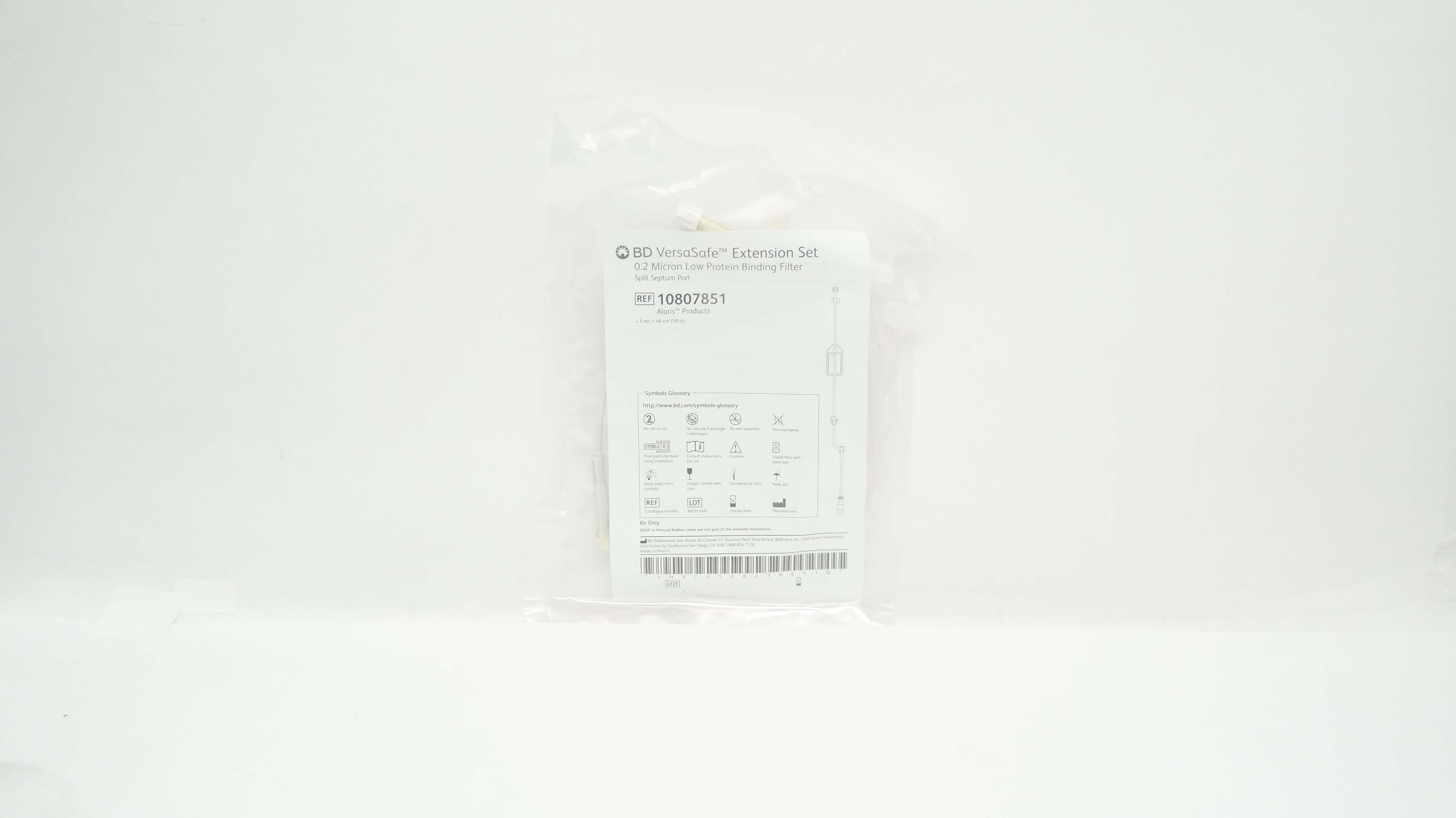 BD 10807851 Alaris VersaSafe Extension Set w/Binding Filter (Appx.) 5ml x 18inch