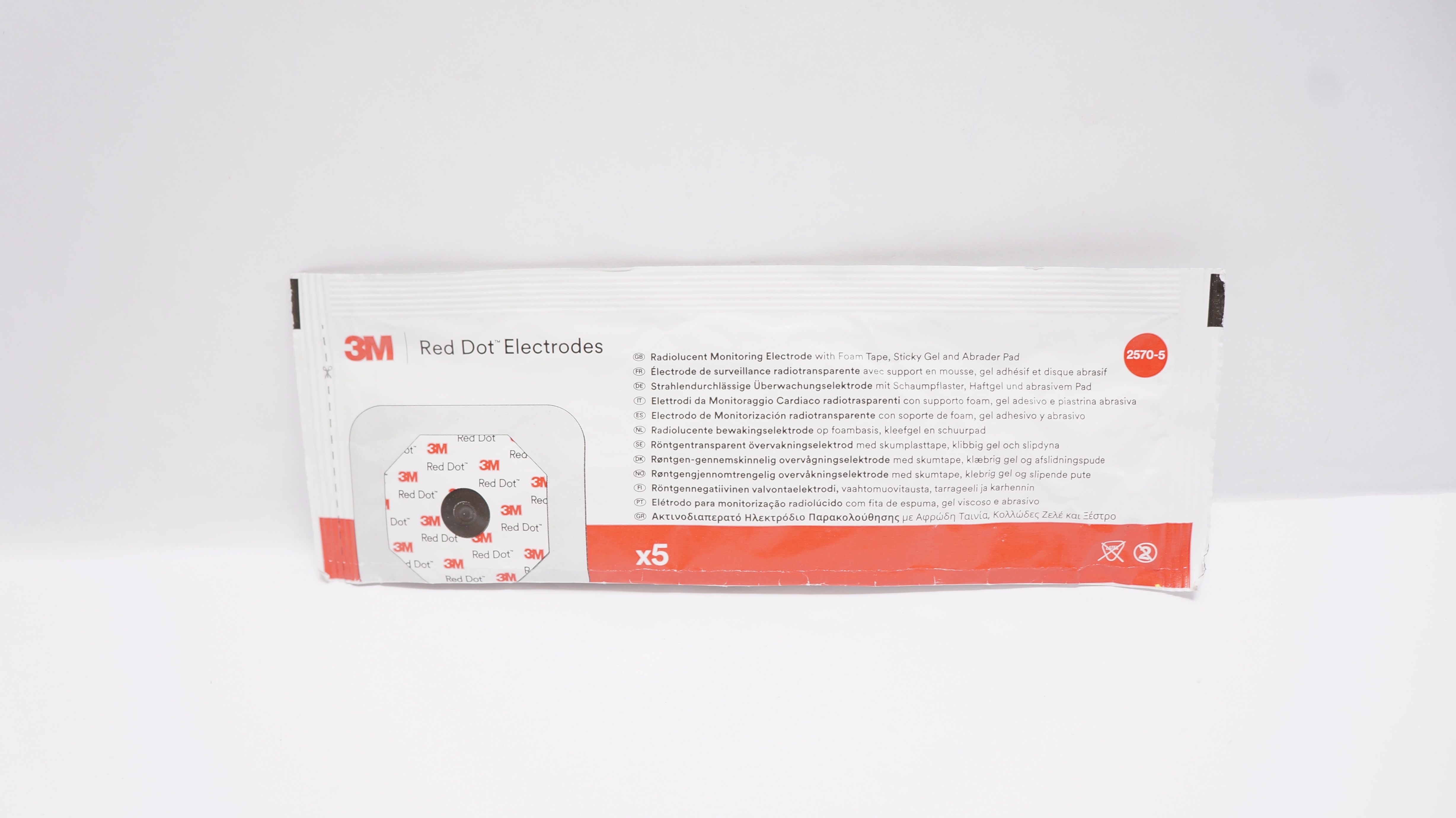 3M 2570-5 Red Dot Radiolucent Monitoring Electrode (x) - Pack of 5